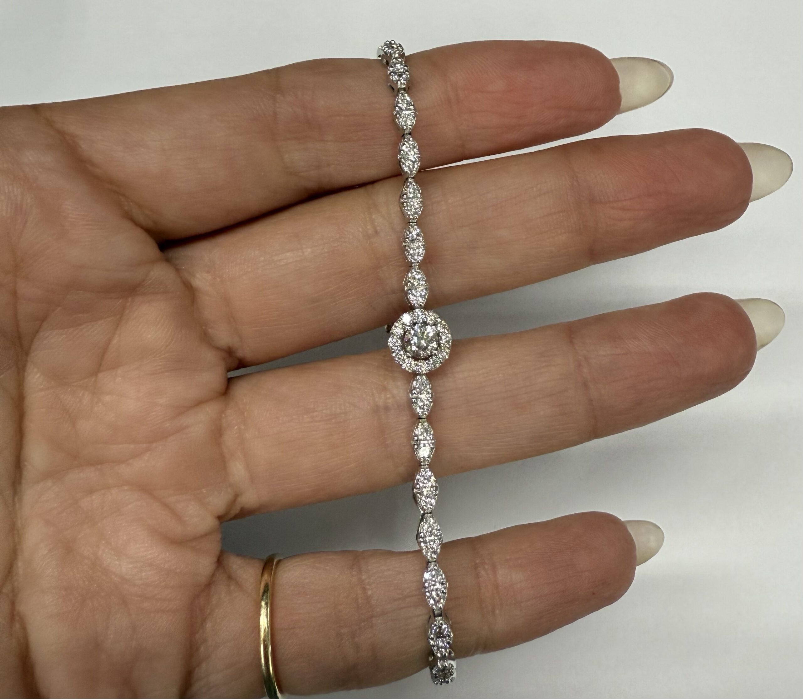 Vintage 14k White Gold Genuine 2.20 Cttw Round Brilliant Cut Diamond Bracelet - Image 16
