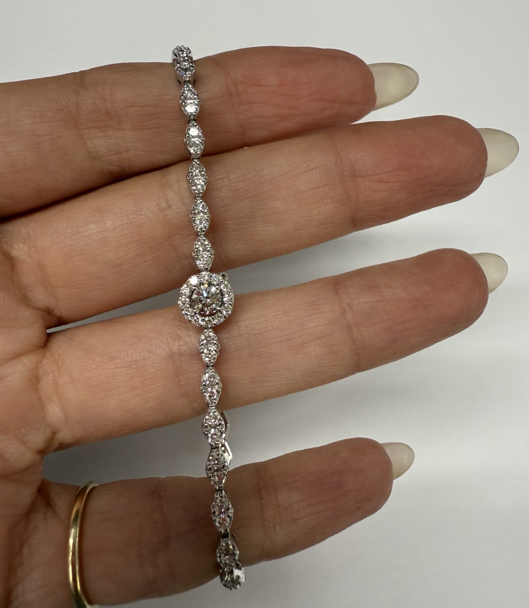 Vintage 14k White Gold Genuine 2.20 Cttw Round Brilliant Cut Diamond Bracelet - Image 17