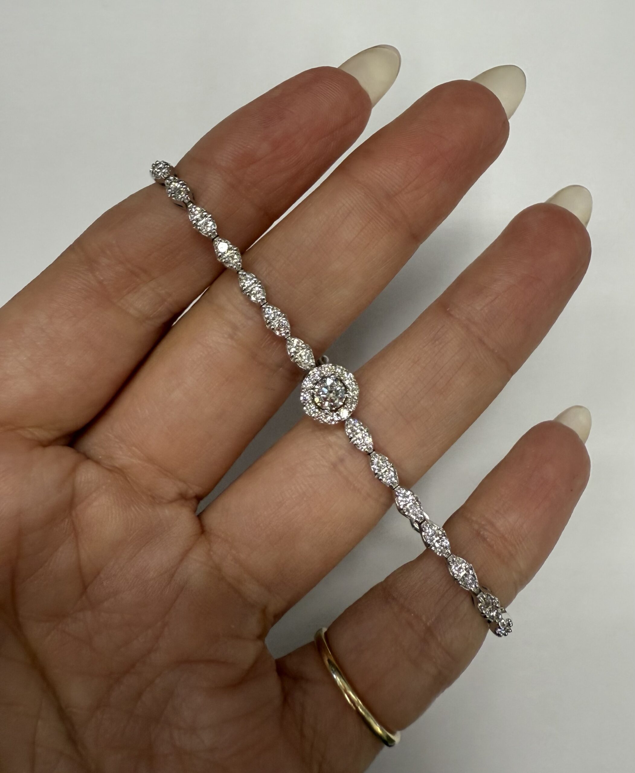 Vintage 14k White Gold Genuine 2.20 Cttw Round Brilliant Cut Diamond Bracelet - Image 12