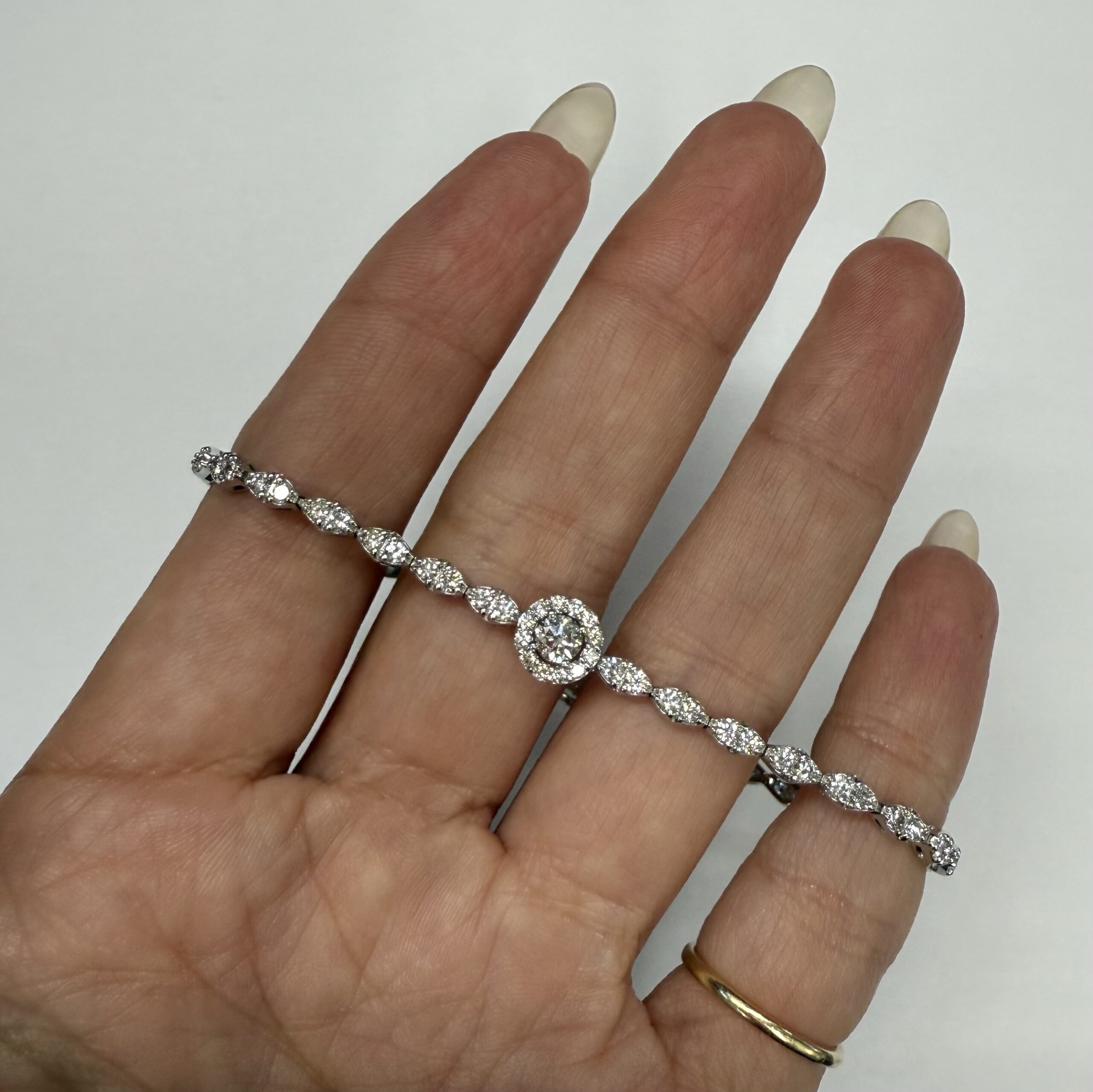 Vintage 14k White Gold Genuine 2.20 Cttw Round Brilliant Cut Diamond Bracelet - Image 18