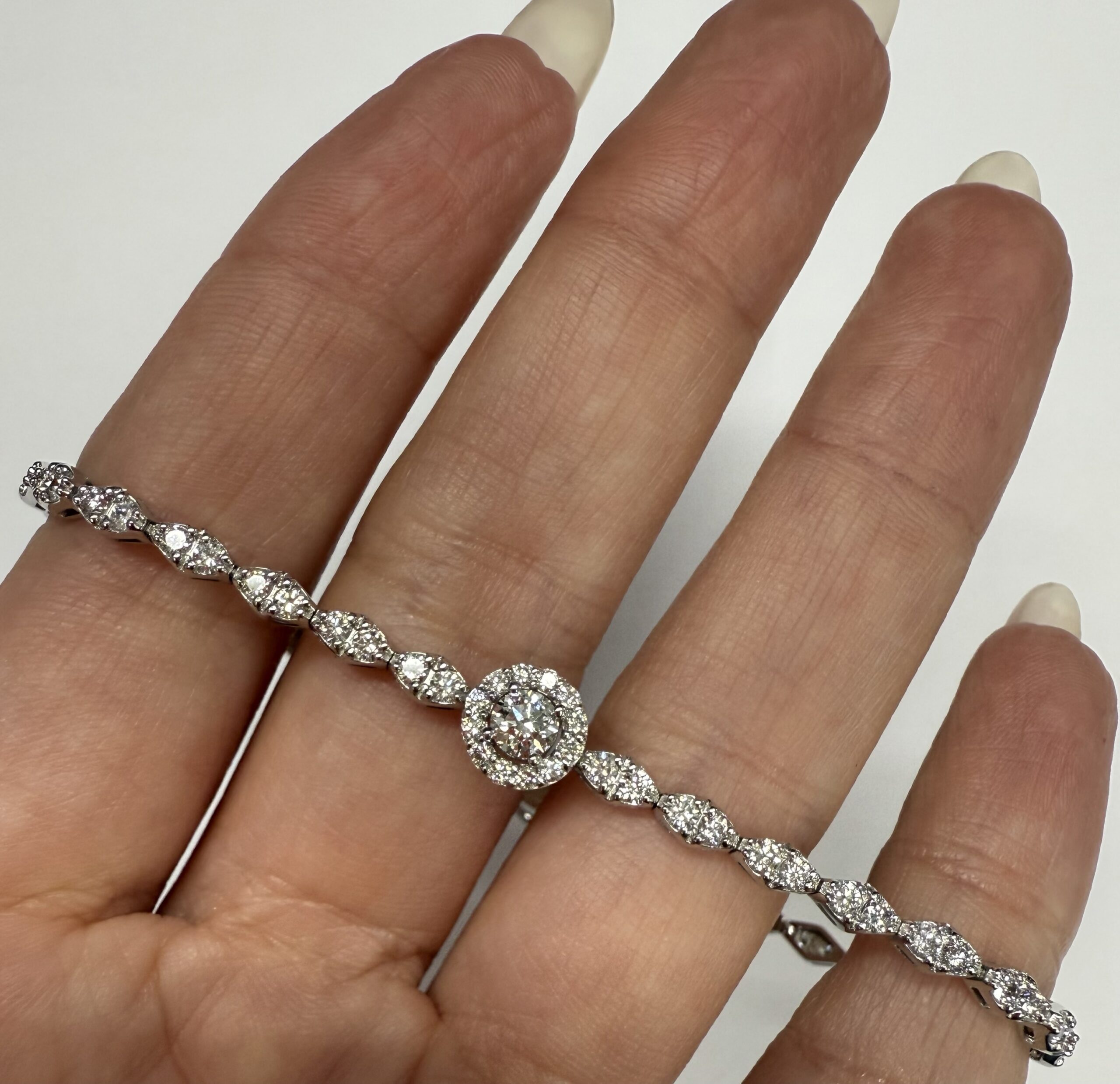 Vintage 14k White Gold Genuine 2.20 Cttw Round Brilliant Cut Diamond Bracelet - Image 13