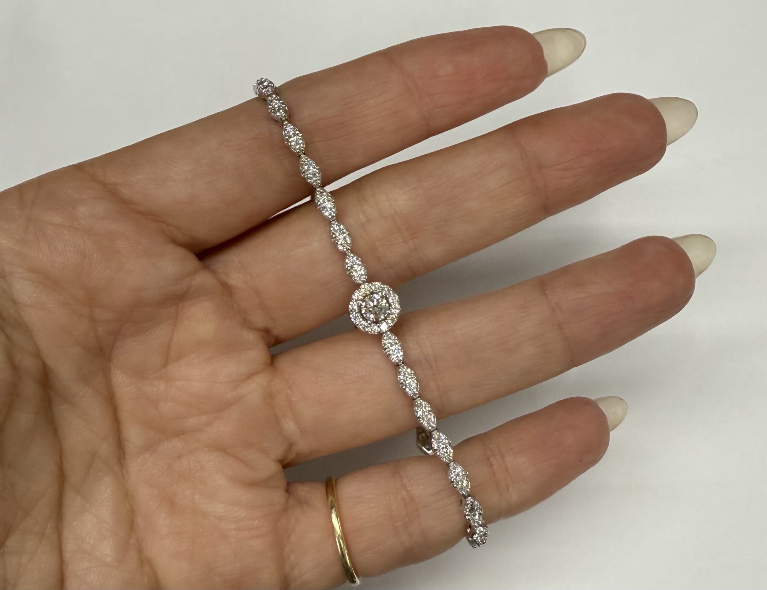 Vintage 14k White Gold Genuine 2.20 Cttw Round Brilliant Cut Diamond Bracelet - Image 20