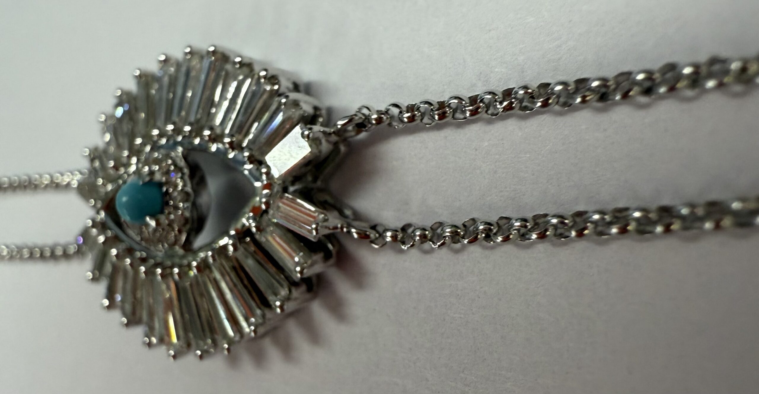 18k White Gold Genuine .70 Cttw Diamond Baguette "Evil Eye" Bracelet - Image 13