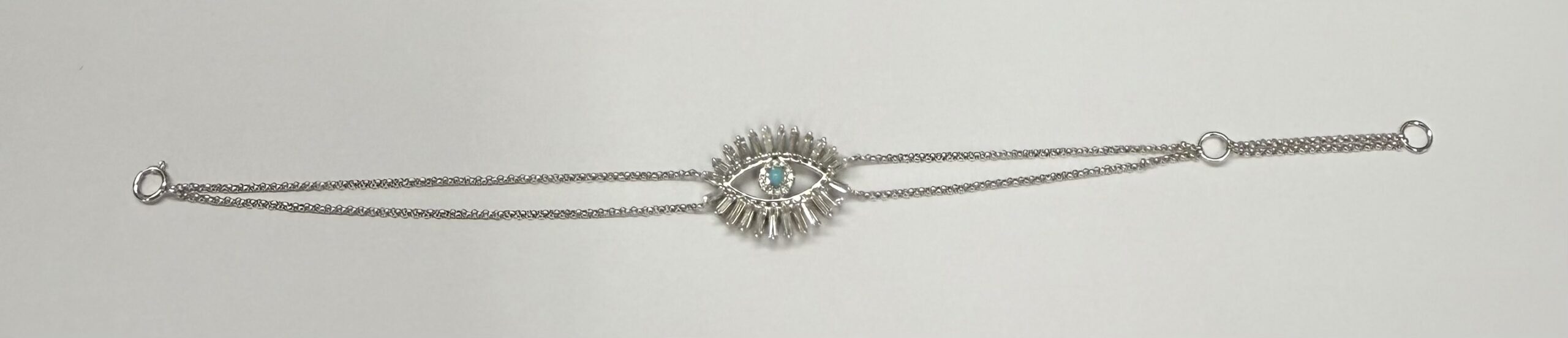 18k White Gold Genuine .70 Cttw Diamond Baguette "Evil Eye" Bracelet - Image 18