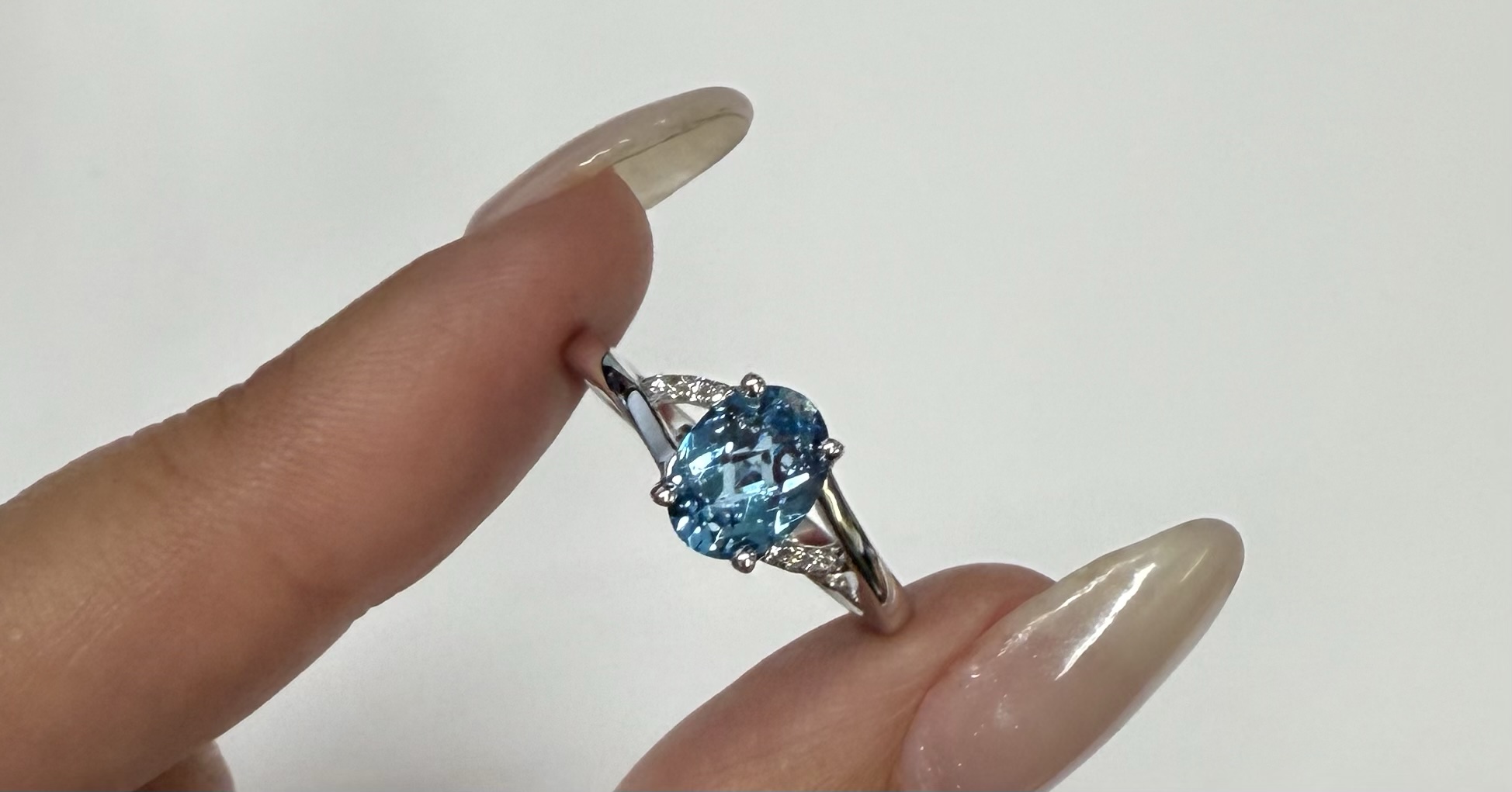 14k White Gold Genuine 1.55 Cttw Swiss Blue Topaz & Diamond Ring