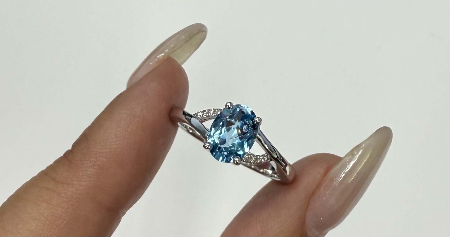 14k White Gold Genuine 1.55 Cttw Swiss Blue Topaz & Diamond Ring - Image 6