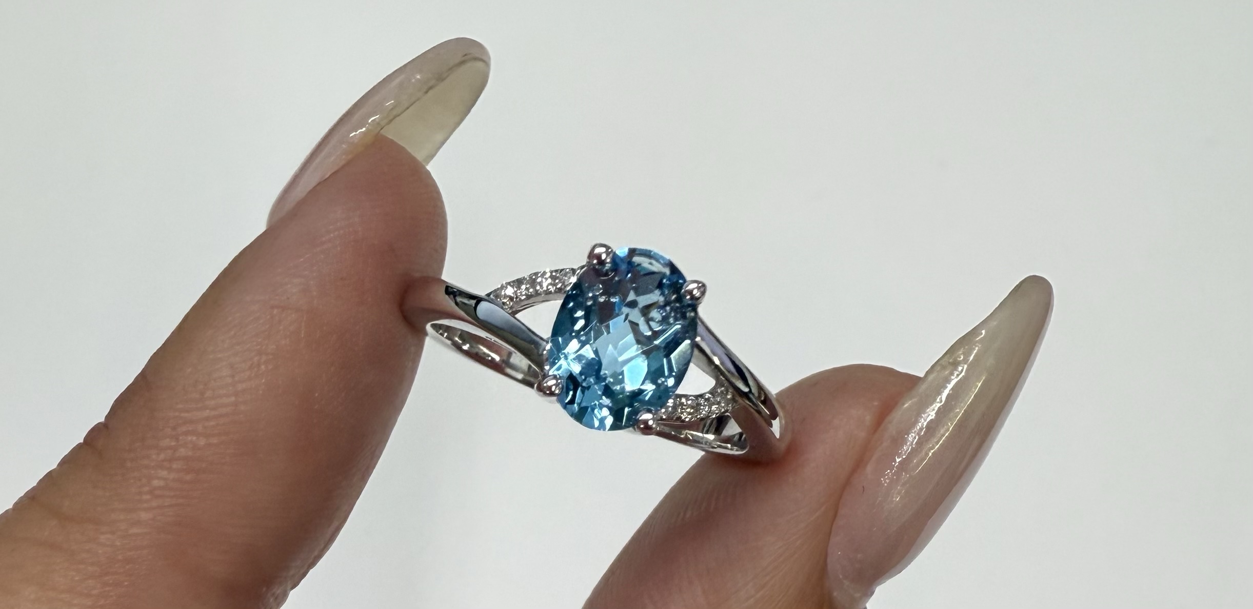 14k White Gold Genuine 1.55 Cttw Swiss Blue Topaz & Diamond Ring - Image 9