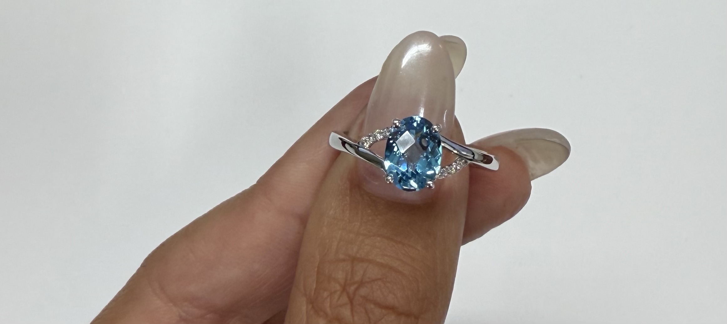 14k White Gold Genuine 1.55 Cttw Swiss Blue Topaz & Diamond Ring - Image 11