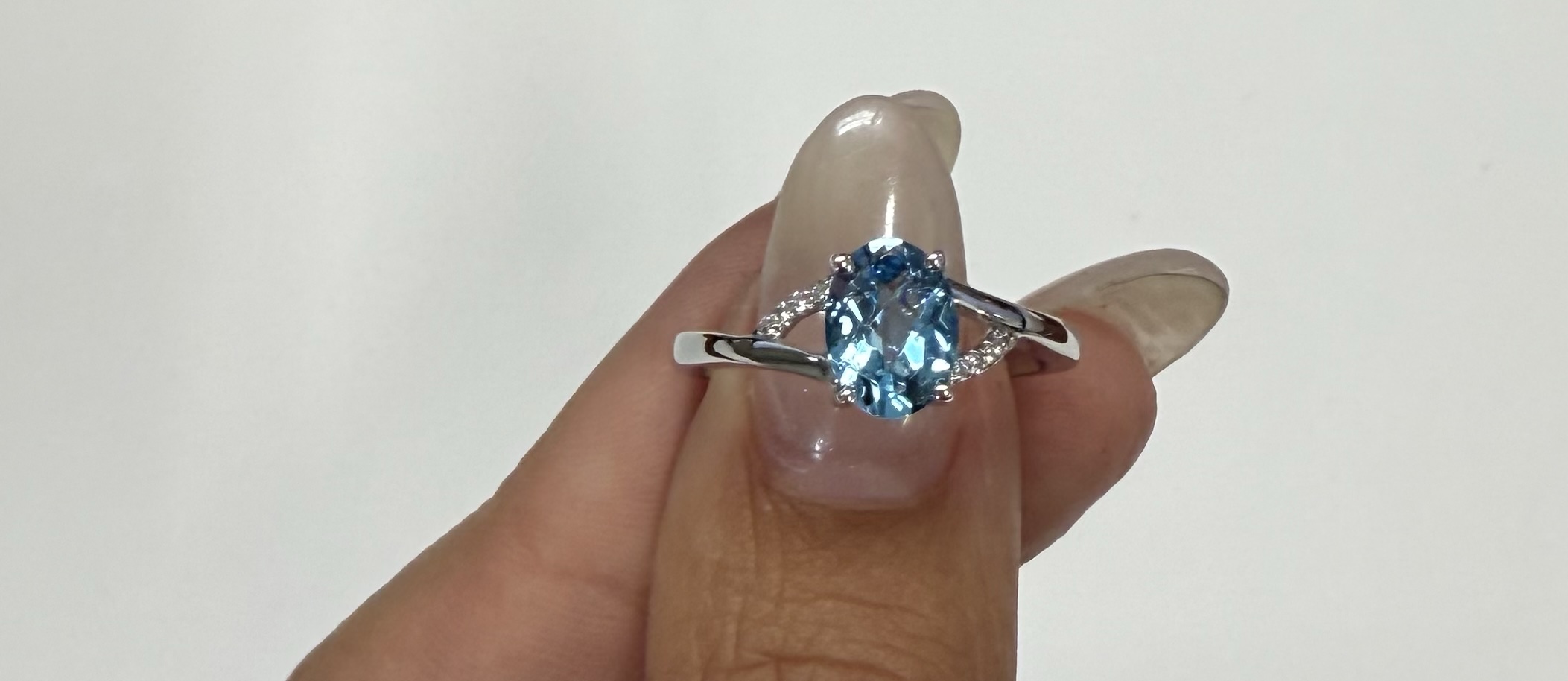 14k White Gold Genuine 1.55 Cttw Swiss Blue Topaz & Diamond Ring - Image 16