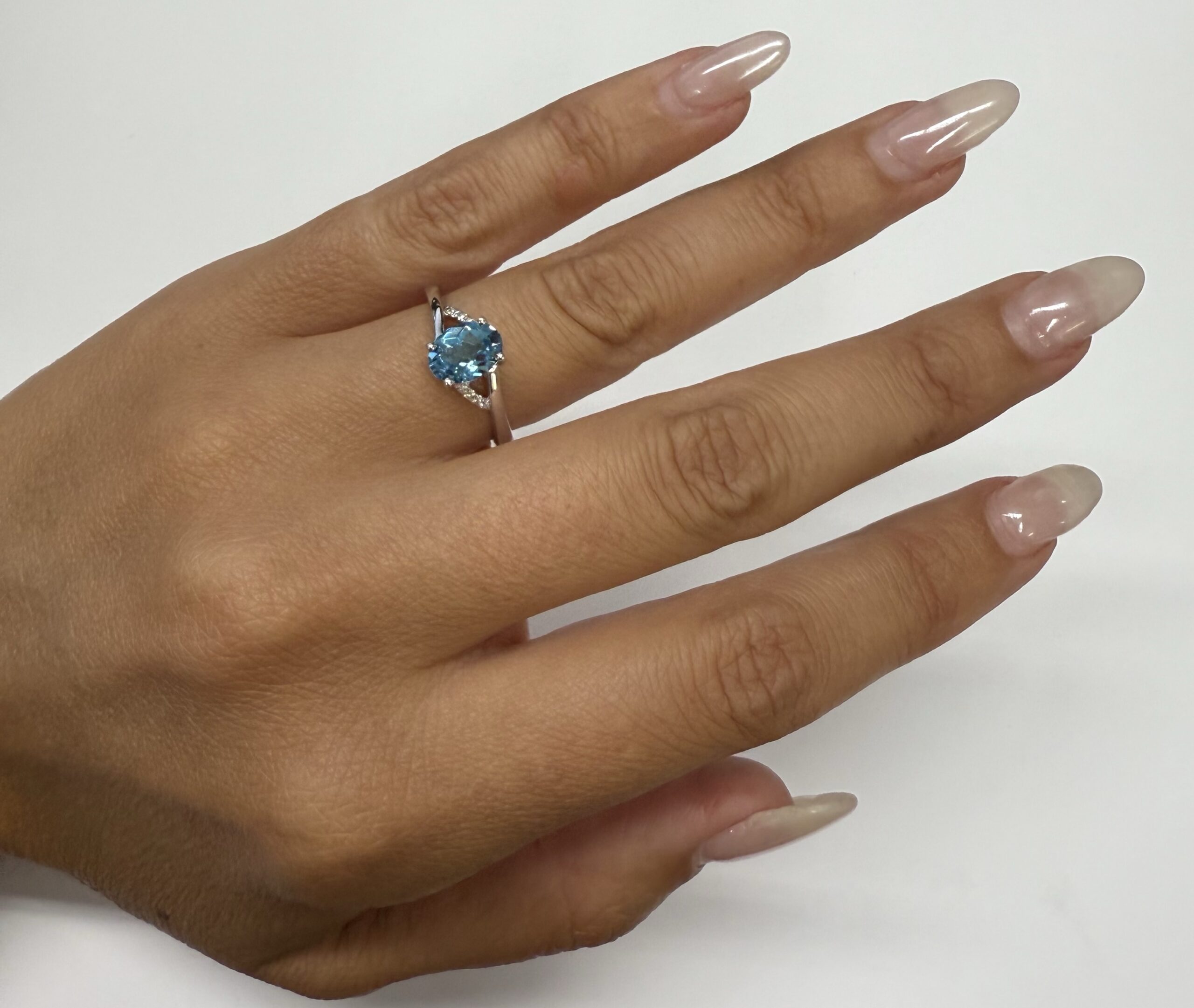 14k White Gold Genuine 1.55 Cttw Swiss Blue Topaz & Diamond Ring - Image 17