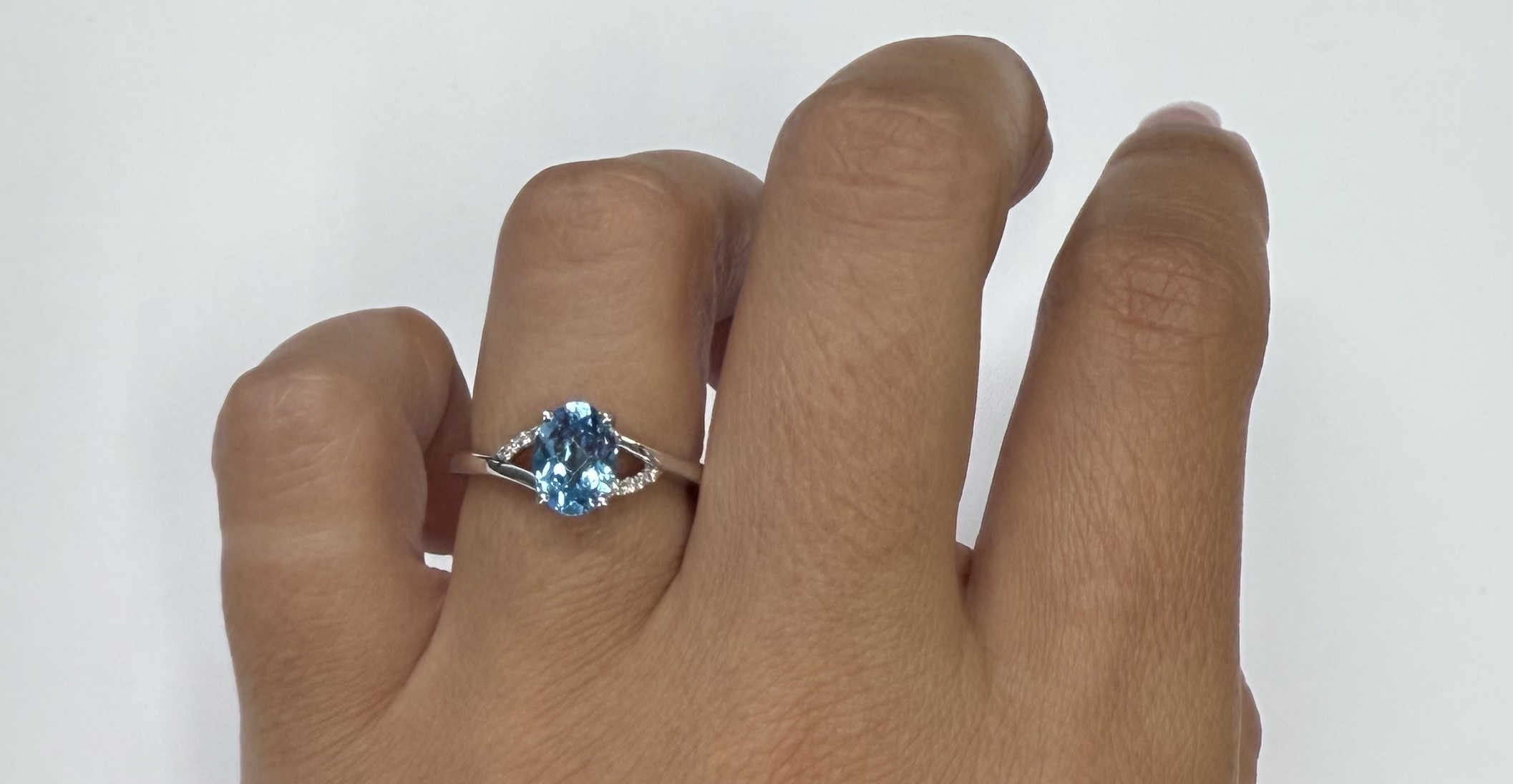 14k White Gold Genuine 1.55 Cttw Swiss Blue Topaz & Diamond Ring - Image 27