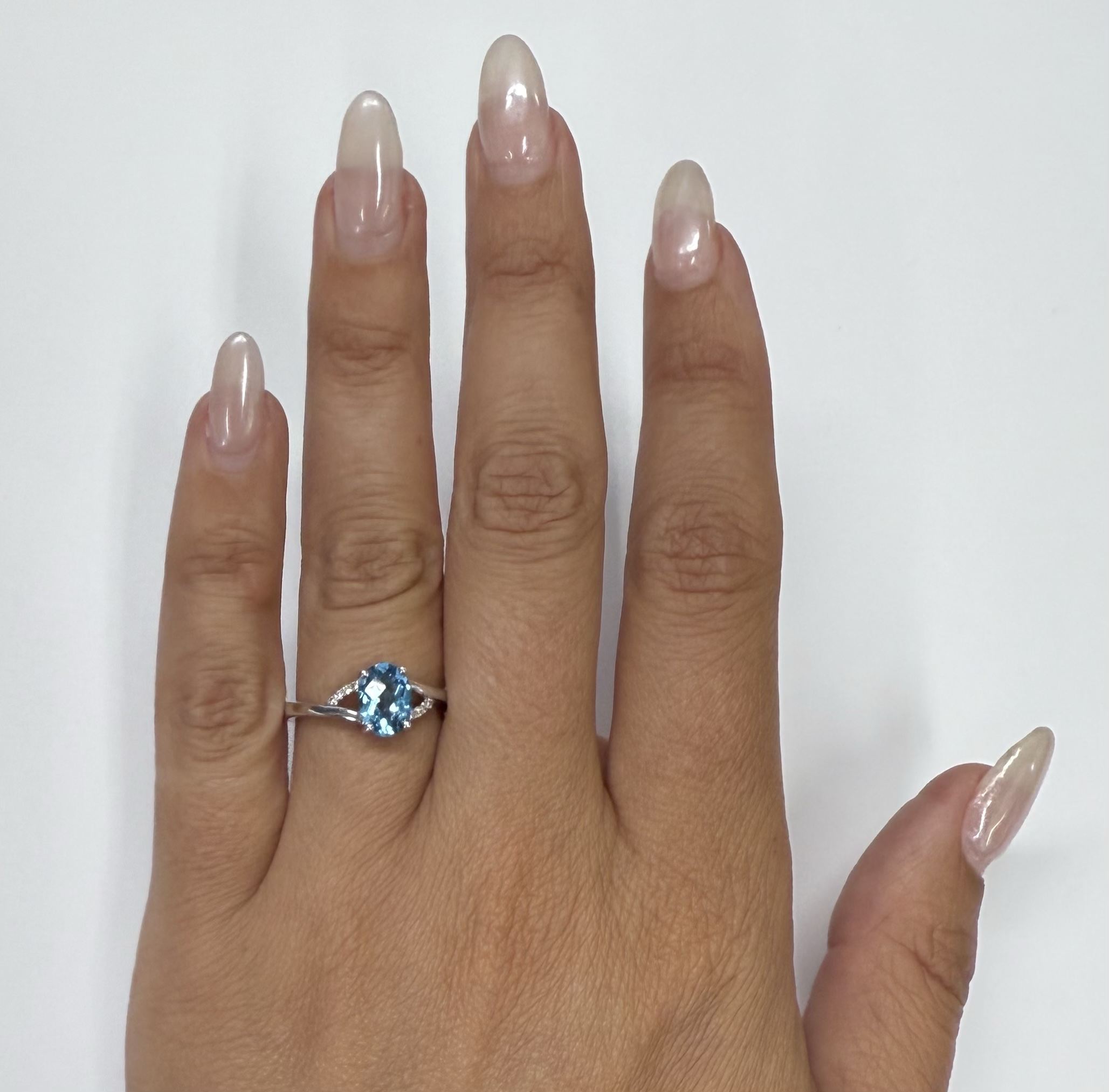 14k White Gold Genuine 1.55 Cttw Swiss Blue Topaz & Diamond Ring - Image 28