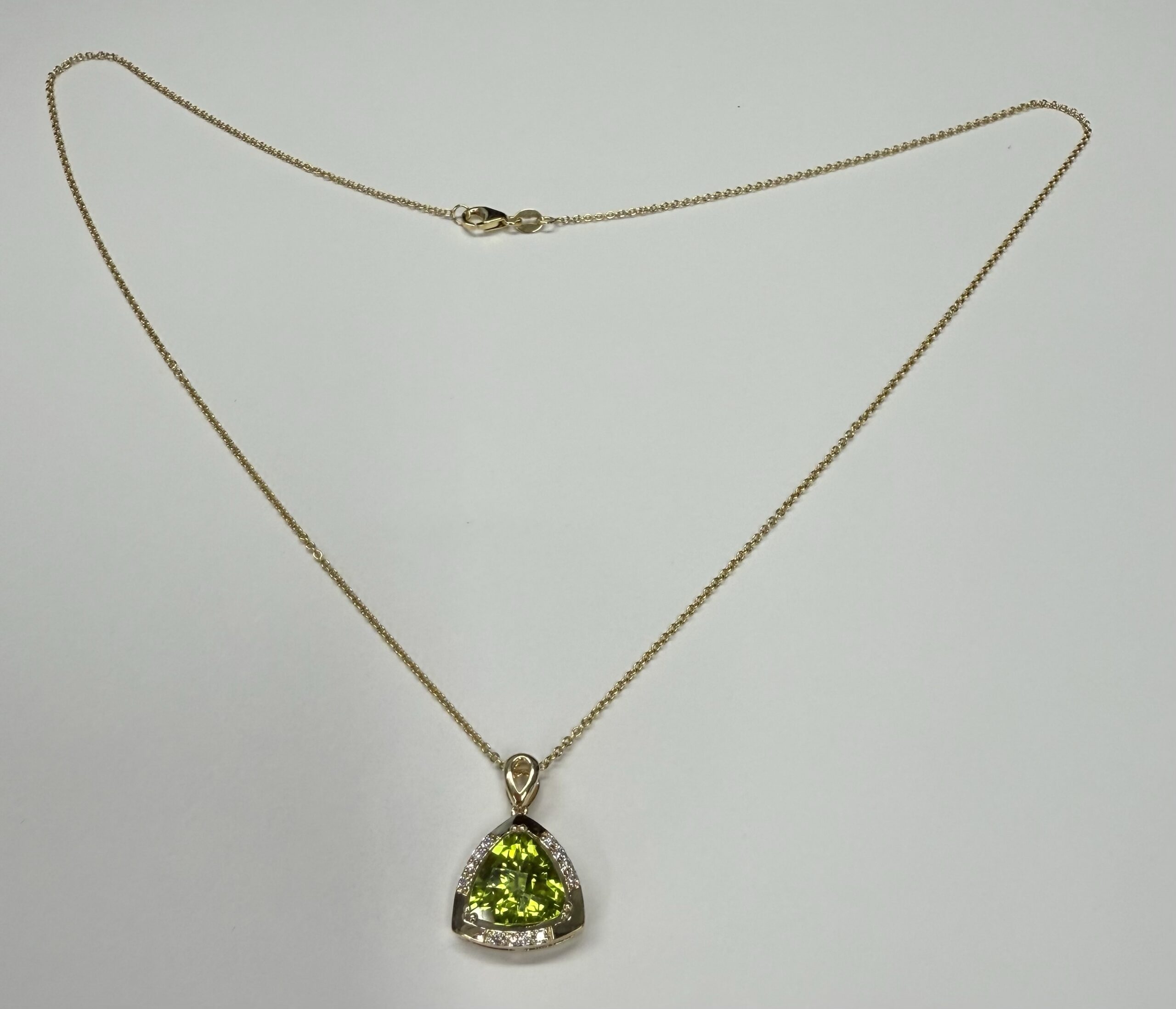 14k Yellow Gold Genuine 3.70 Cttw Peridot & Diamond Pendant - Image 15