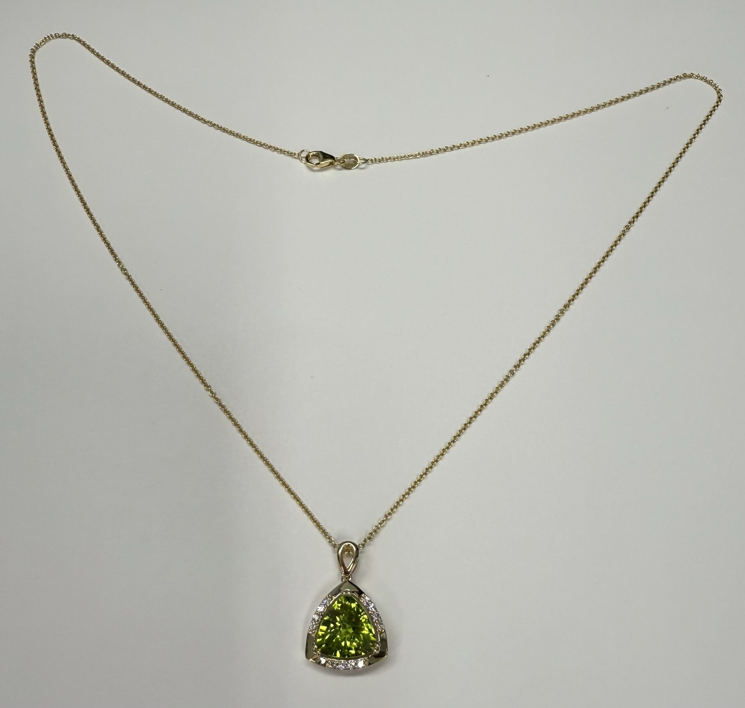 14k Yellow Gold Genuine 3.70 Cttw Peridot & Diamond Pendant - Image 17