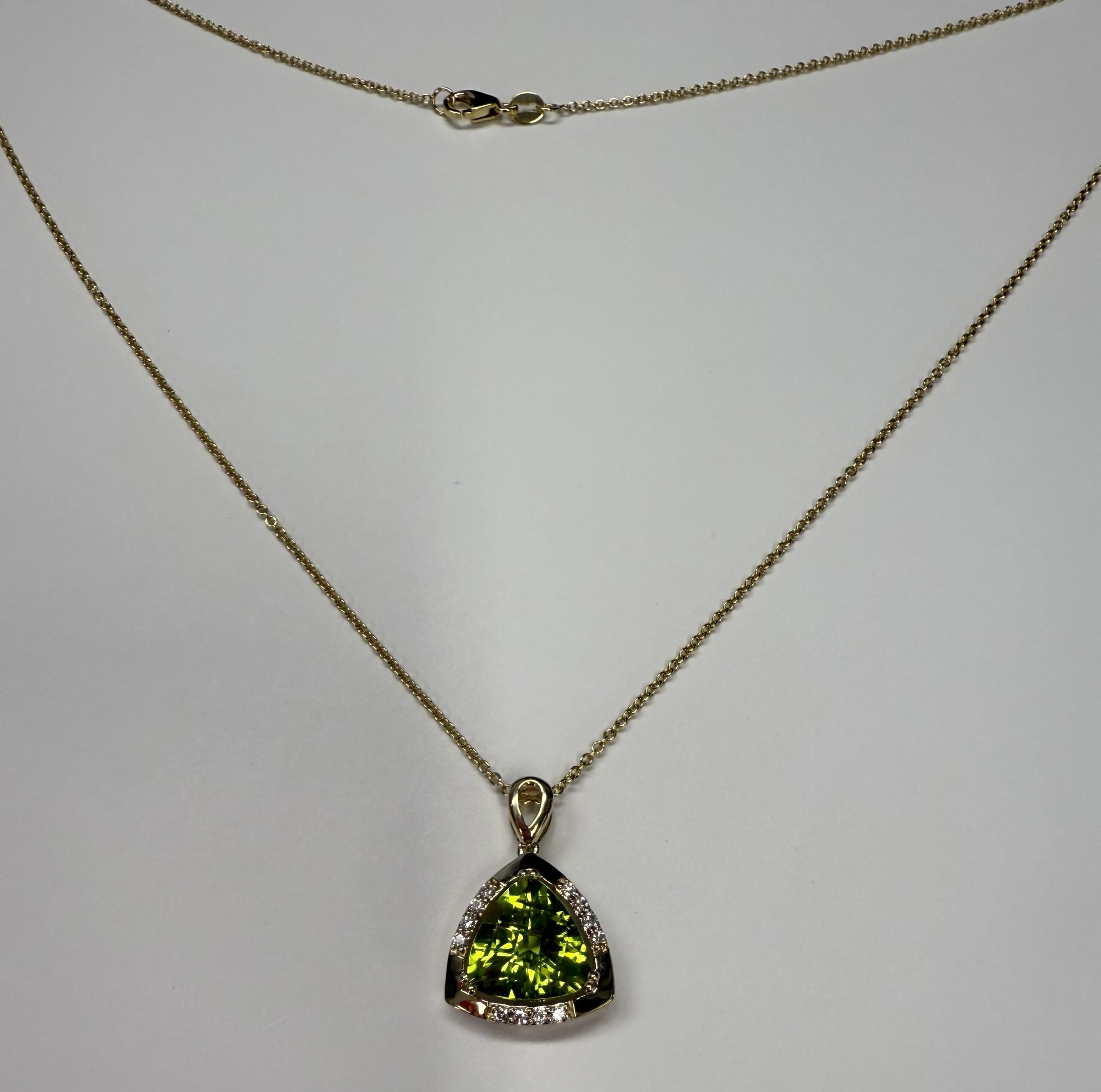 14k Yellow Gold Genuine 3.70 Cttw Peridot & Diamond Pendant - Image 19