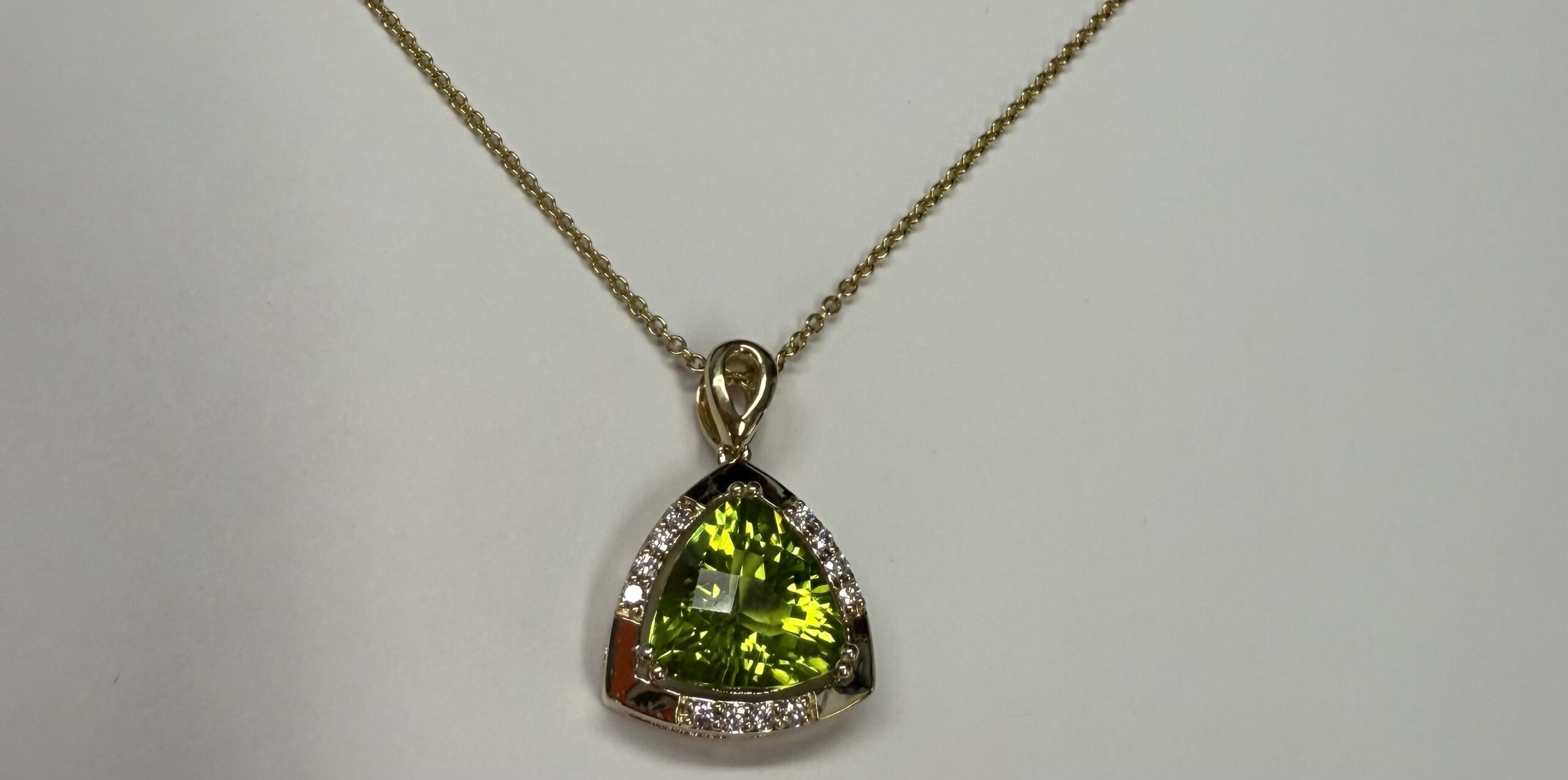 14k Yellow Gold Genuine 3.70 Cttw Peridot & Diamond Pendant - Image 21