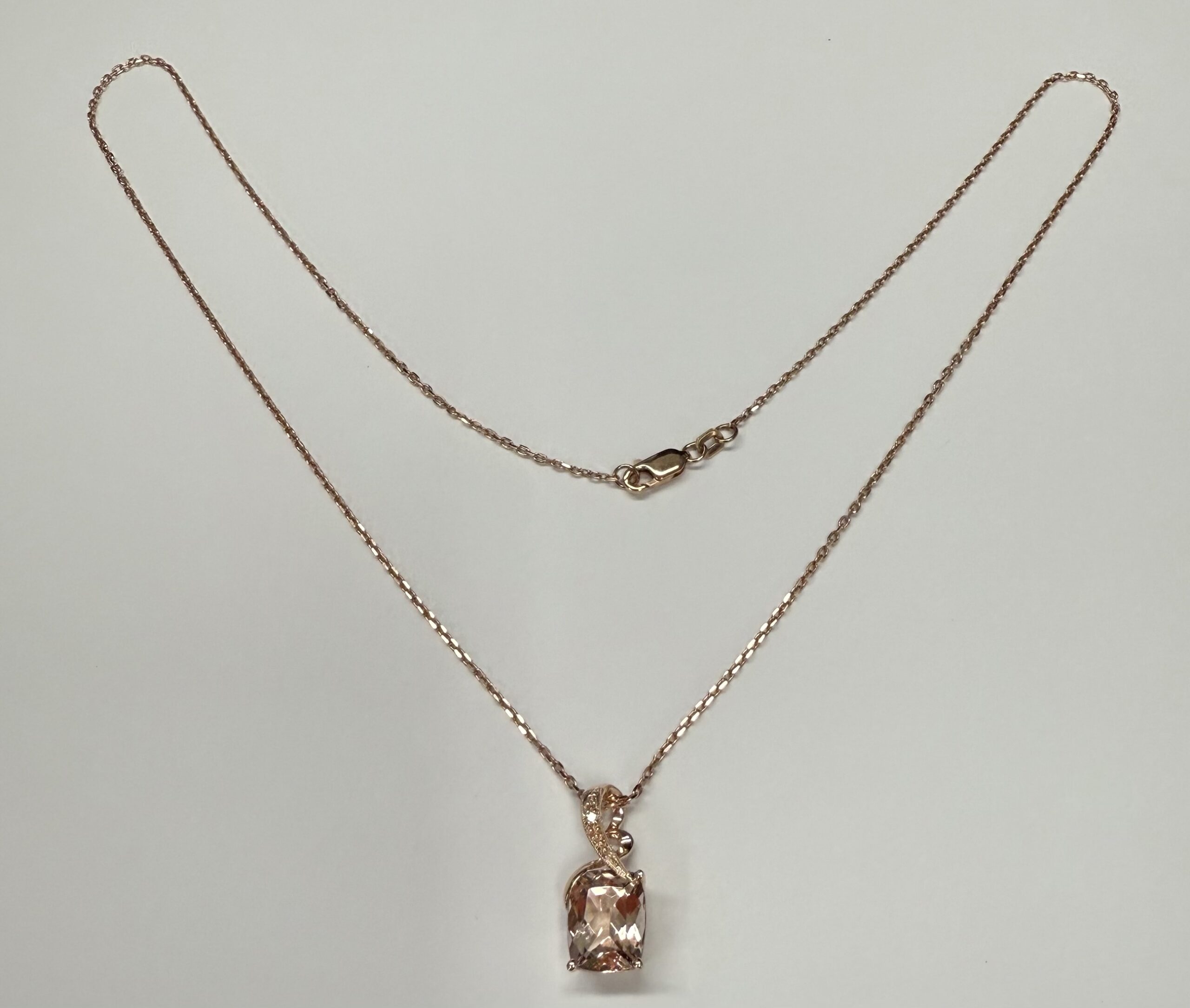 14k Rose Gold Genuine 4.33 Cttw Morganite & Diamond Pendant - Image 13