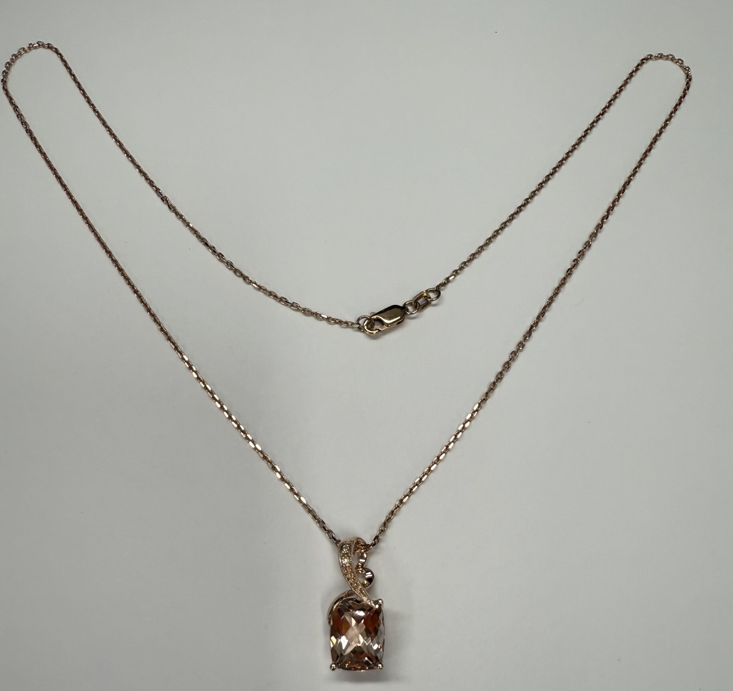 14k Rose Gold Genuine 4.33 Cttw Morganite & Diamond Pendant - Image 12