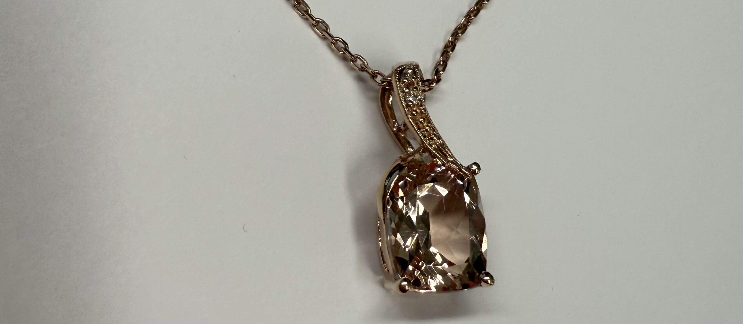 14k Rose Gold Genuine 4.33 Cttw Morganite & Diamond Pendant - Image 9