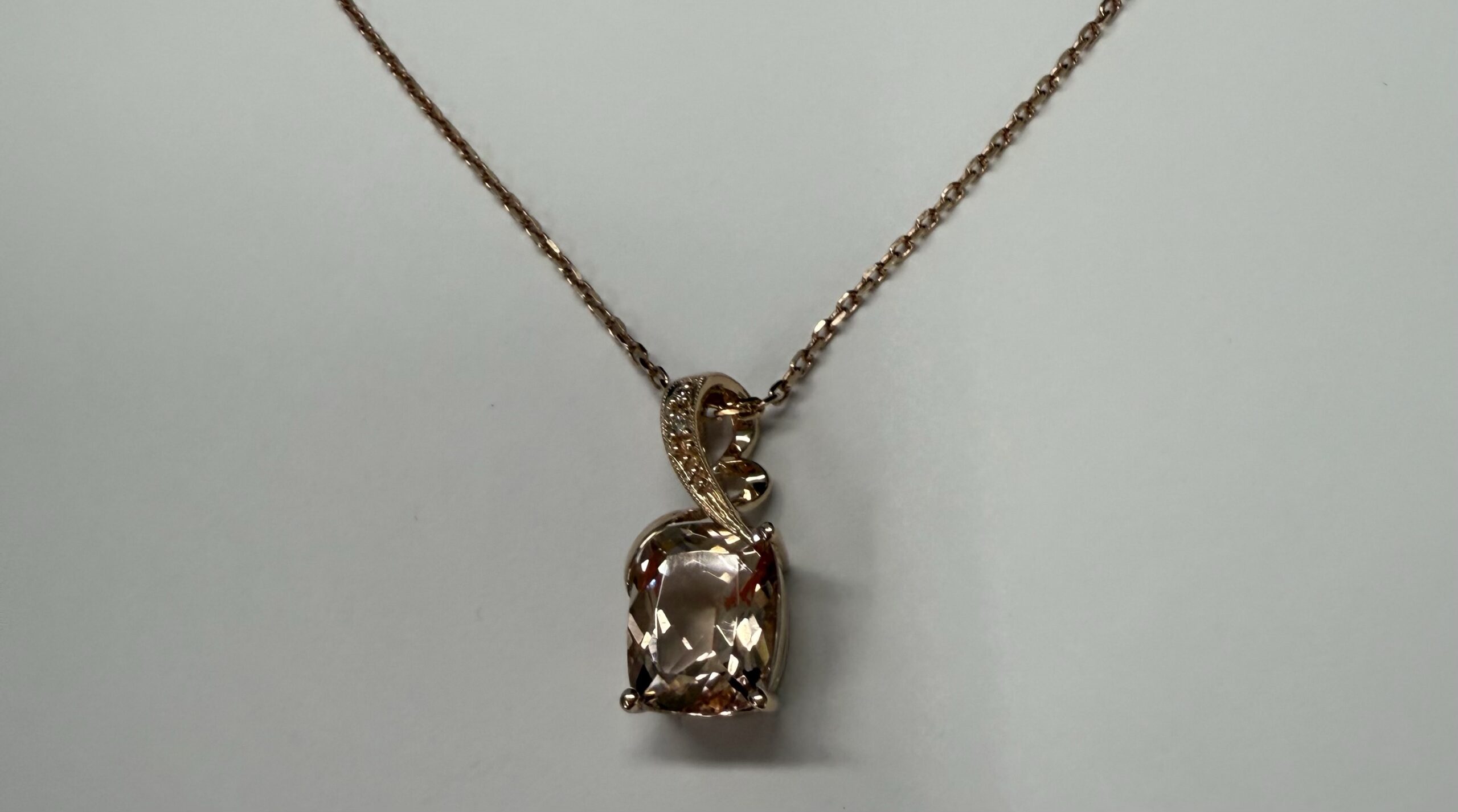 14k Rose Gold Genuine 4.33 Cttw Morganite & Diamond Pendant - Image 4