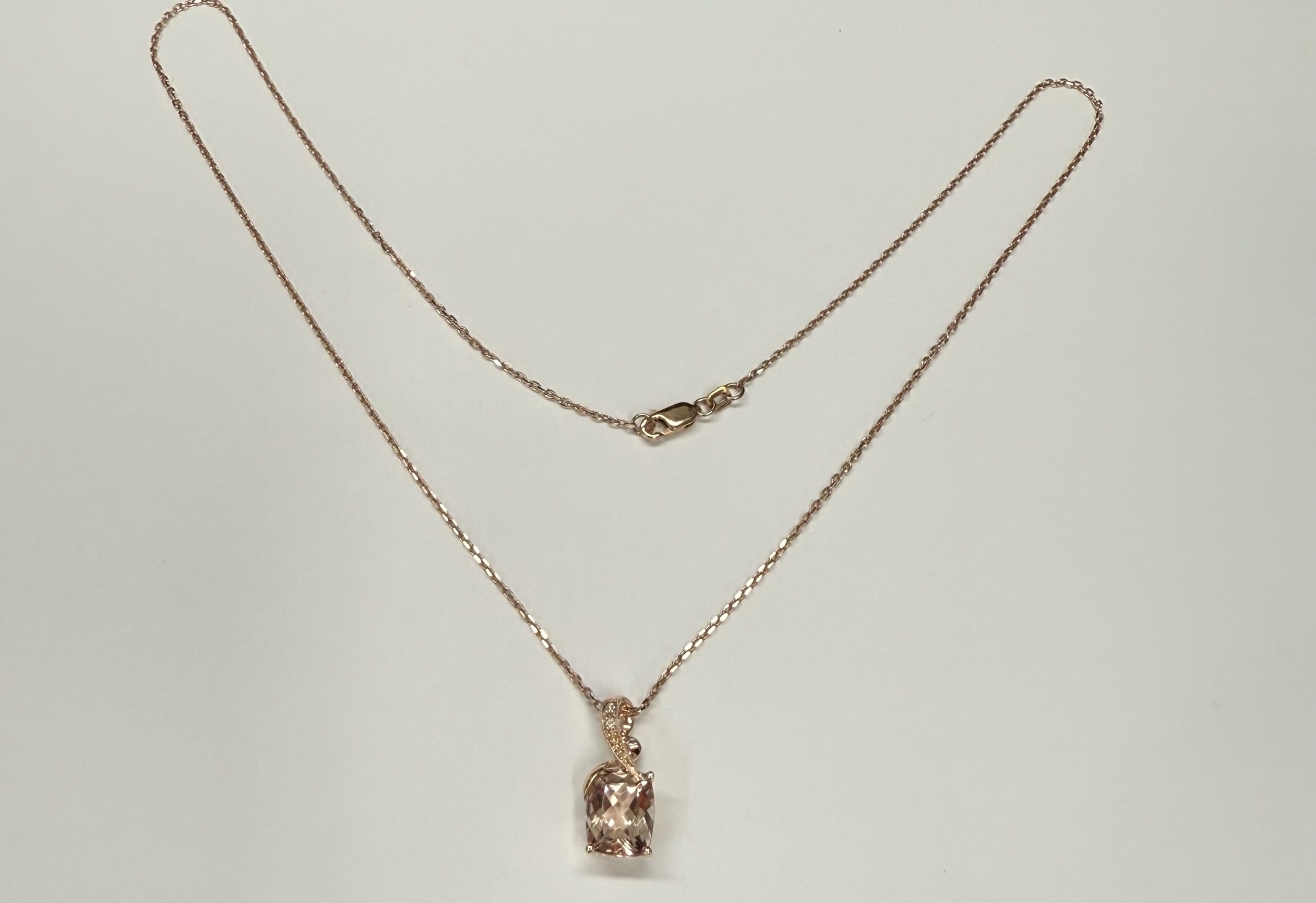 14k Rose Gold Genuine 4.33 Cttw Morganite & Diamond Pendant - Image 2