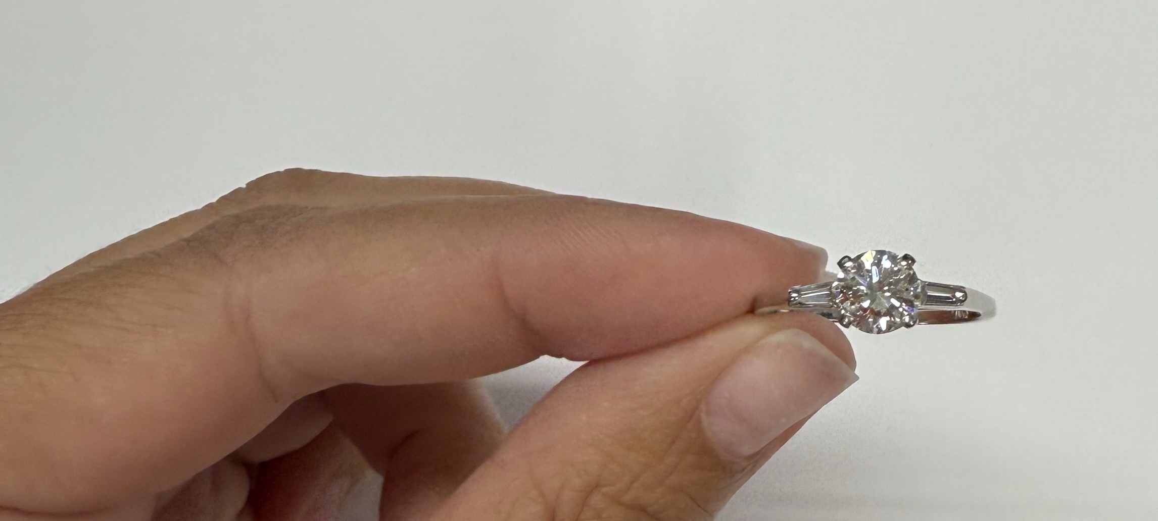 Antique Platinum Genuine .75 Carat Round Brilliant Cut Diamond Ring