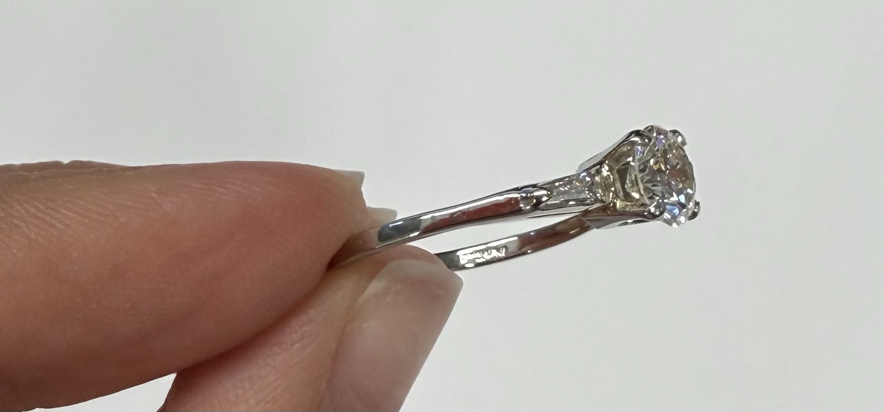 Antique Platinum Genuine .75 Carat Round Brilliant Cut Diamond Ring - Image 8