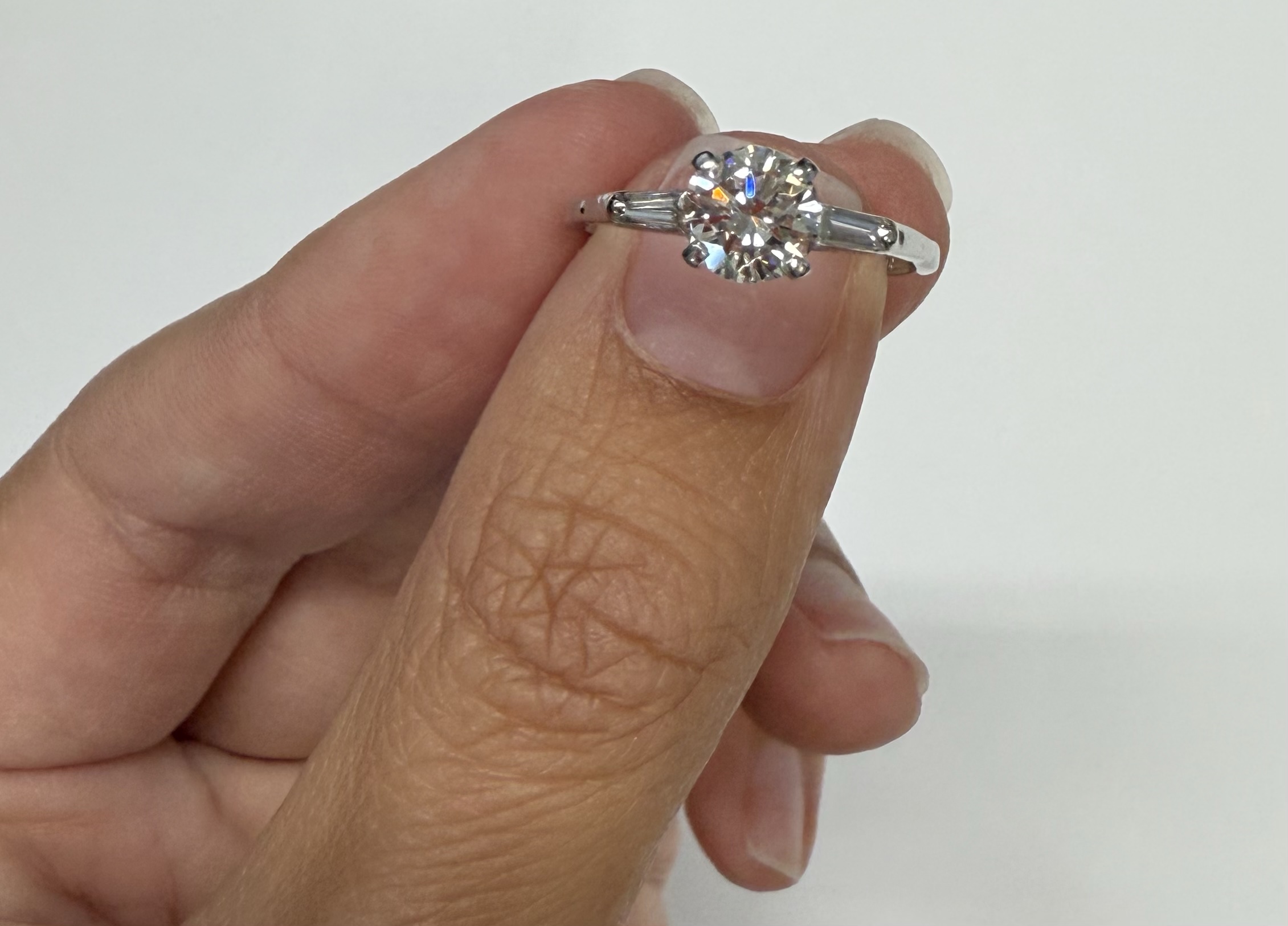 Antique Platinum Genuine .75 Carat Round Brilliant Cut Diamond Ring - Image 6