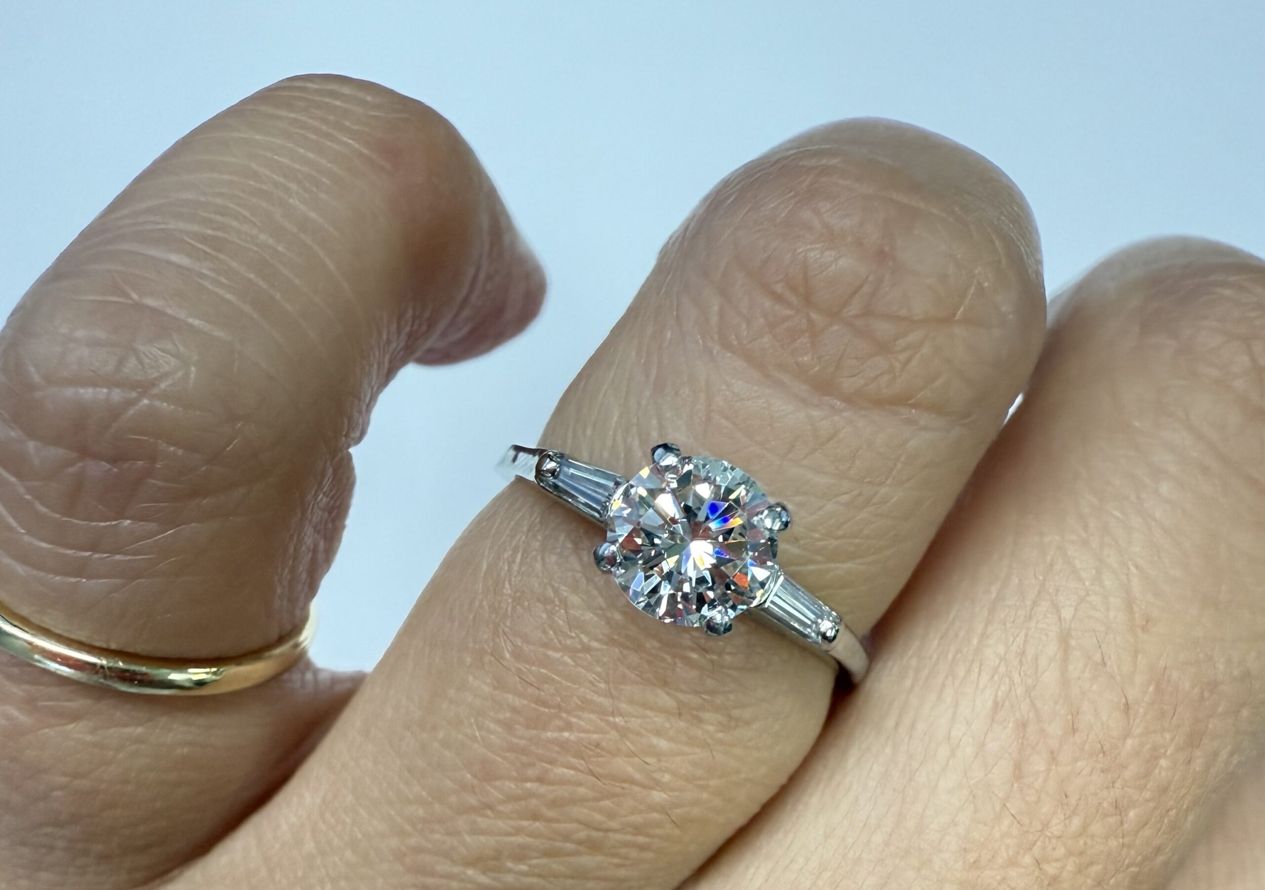 Antique Platinum Genuine .75 Carat Round Brilliant Cut Diamond Ring - Image 24