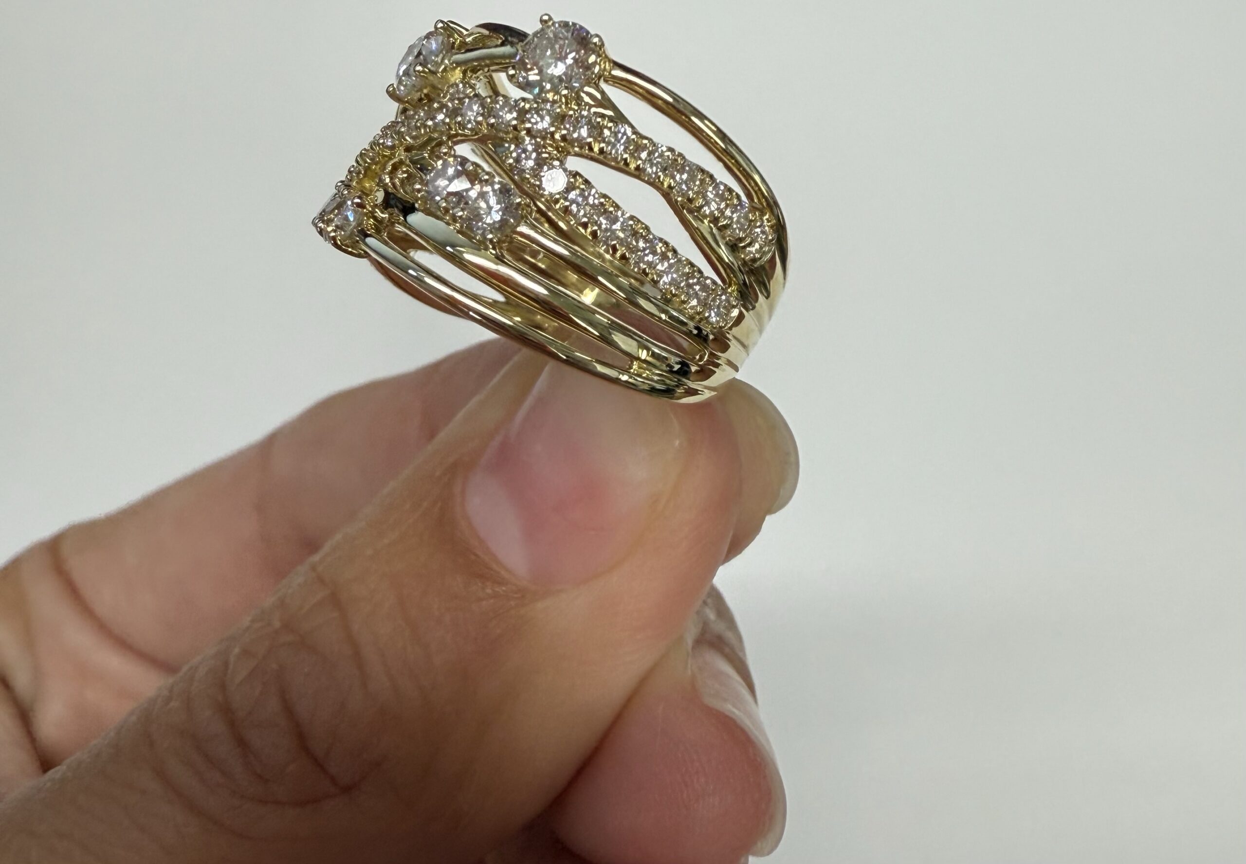 14k Yellow Gold Genuine 1.62 Cttw Round Brilliant Cut Diamond Bypass Style Ring - Image 8