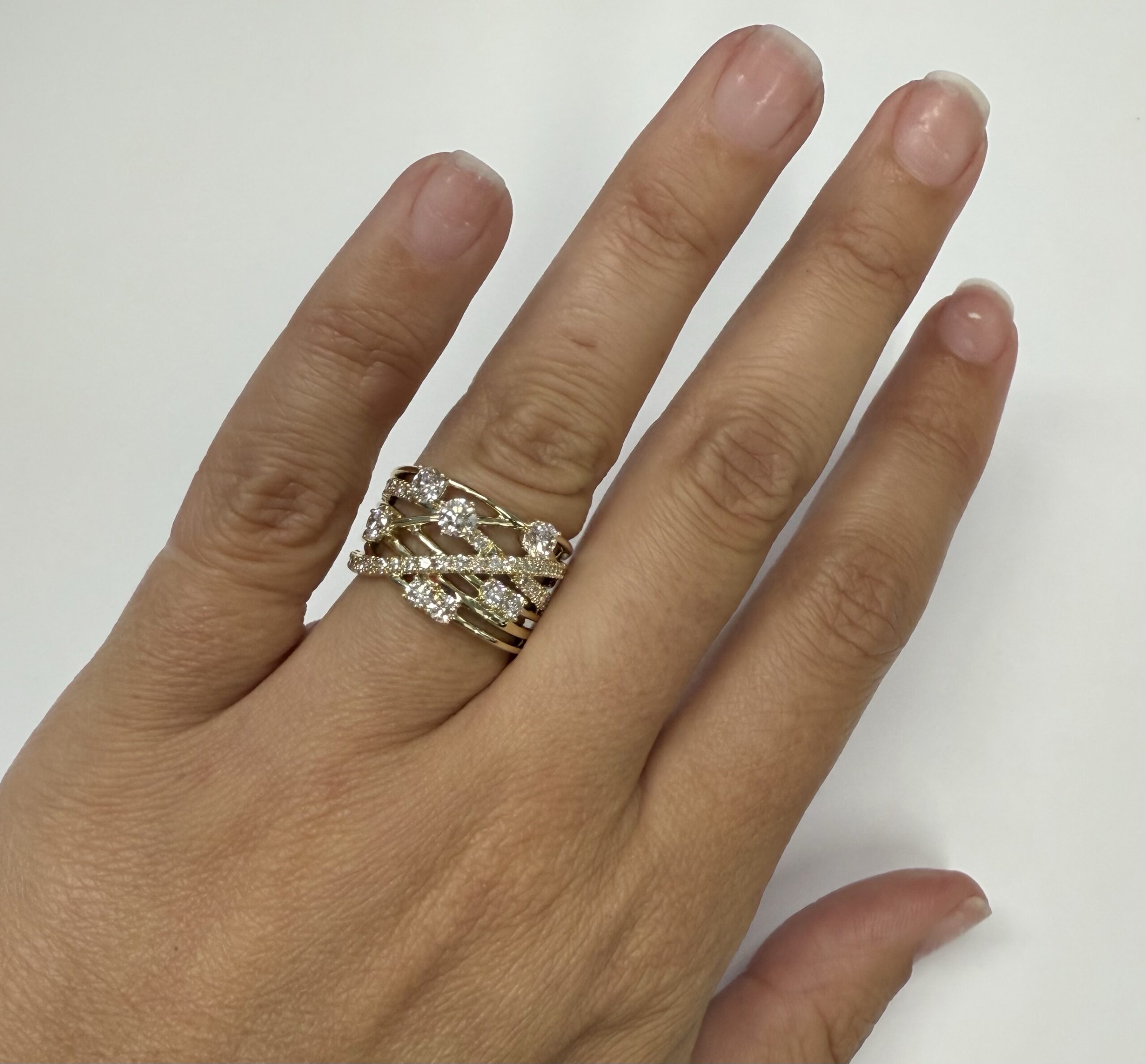 14k Yellow Gold Genuine 1.62 Cttw Round Brilliant Cut Diamond Bypass Style Ring - Image 19