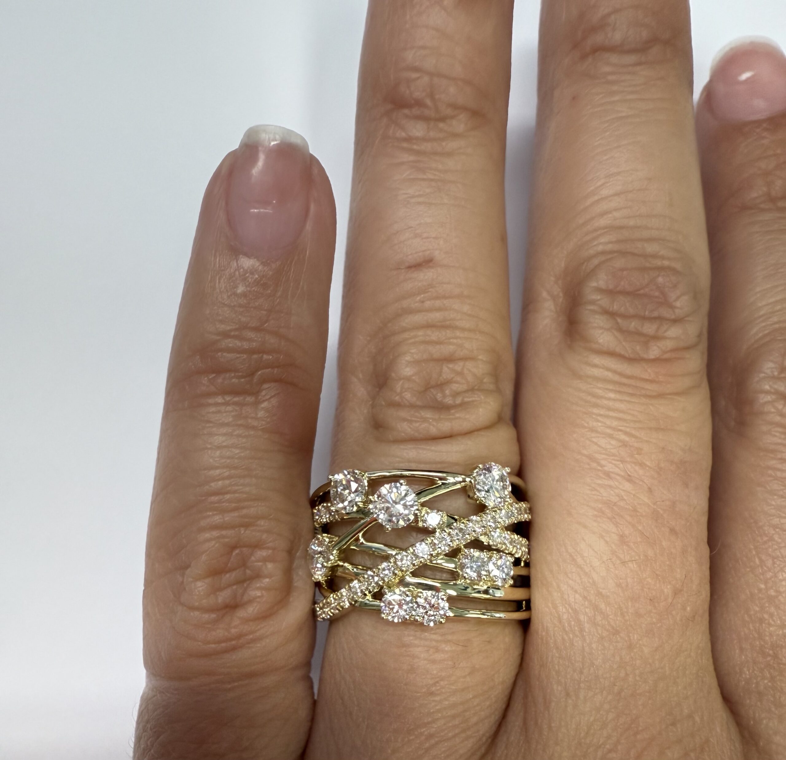 14k Yellow Gold Genuine 1.62 Cttw Round Brilliant Cut Diamond Bypass Style Ring - Image 22