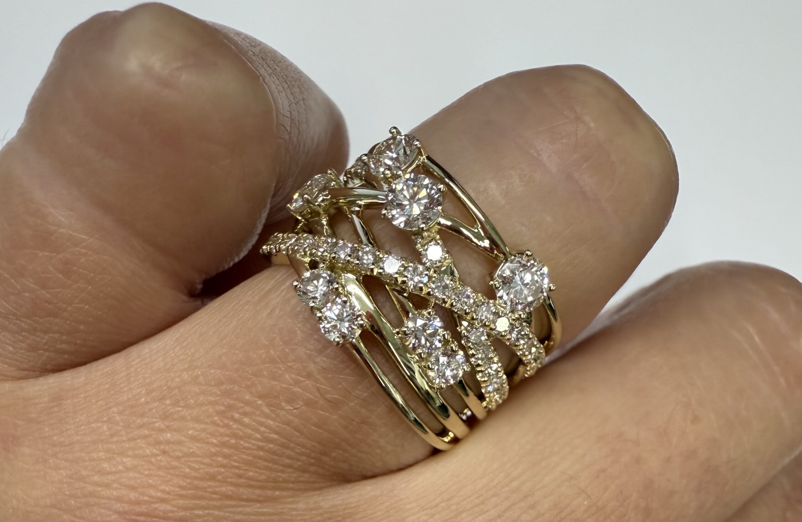 14k Yellow Gold Genuine 1.62 Cttw Round Brilliant Cut Diamond Bypass Style Ring - Image 25