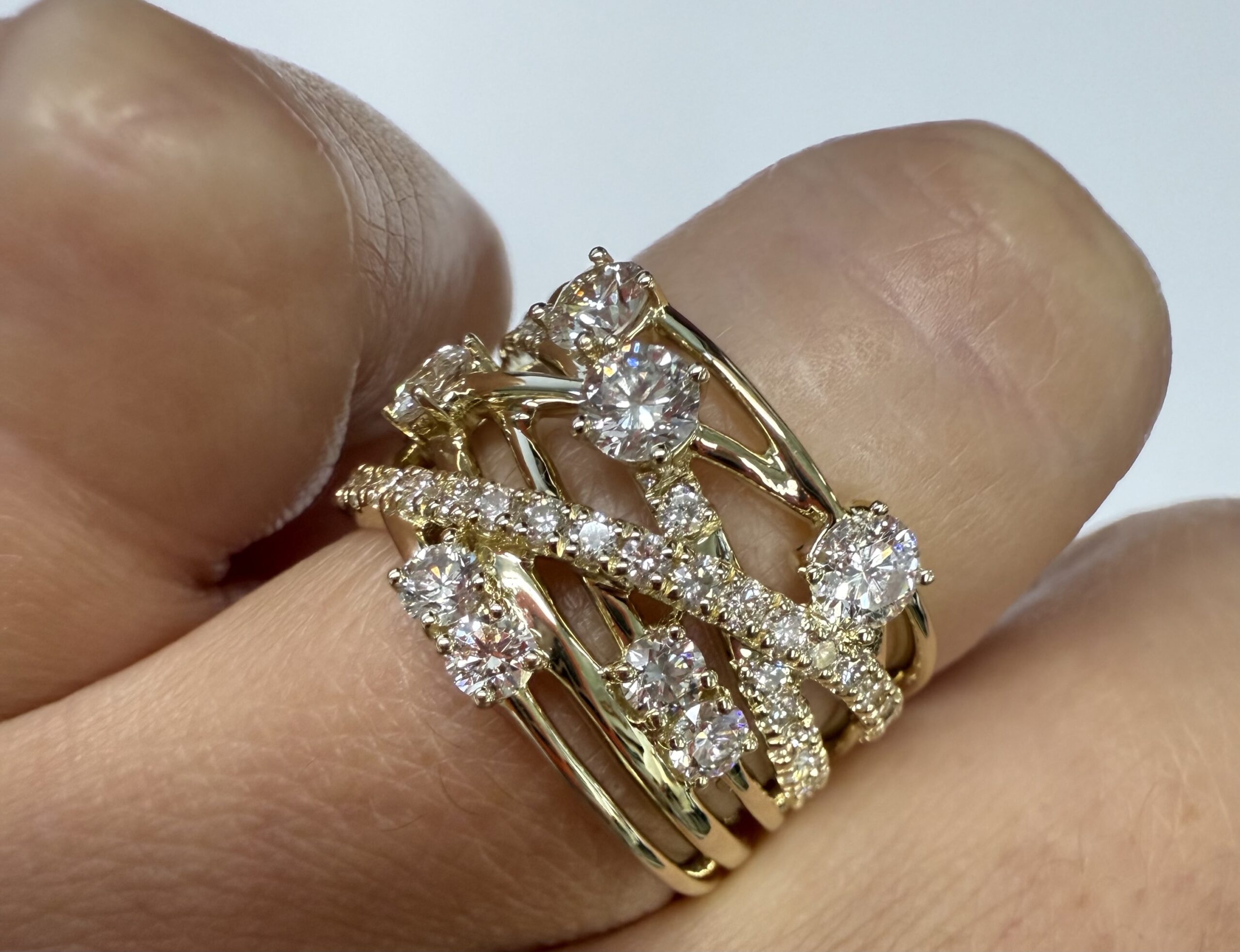 14k Yellow Gold Genuine 1.62 Cttw Round Brilliant Cut Diamond Bypass Style Ring - Image 26