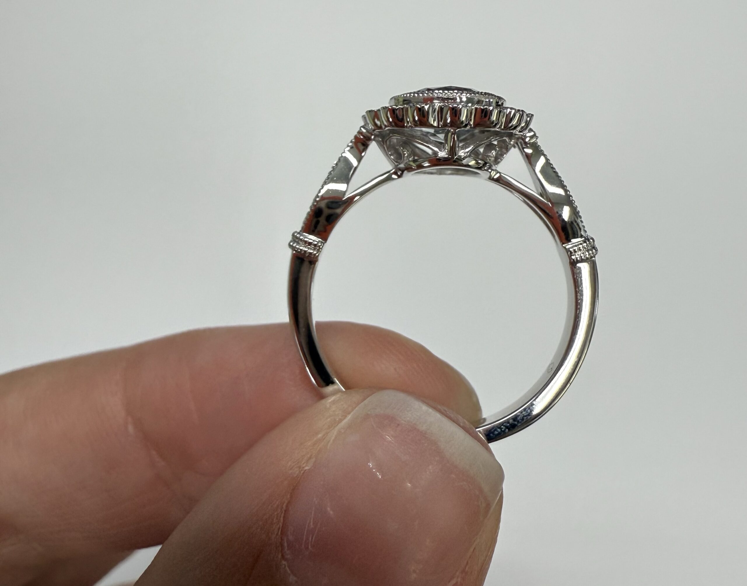 14k White Gold Genuine Pear Shaped 1.01 Carat Aquamarine & Genuine Diamond Halo Ring - Image 15