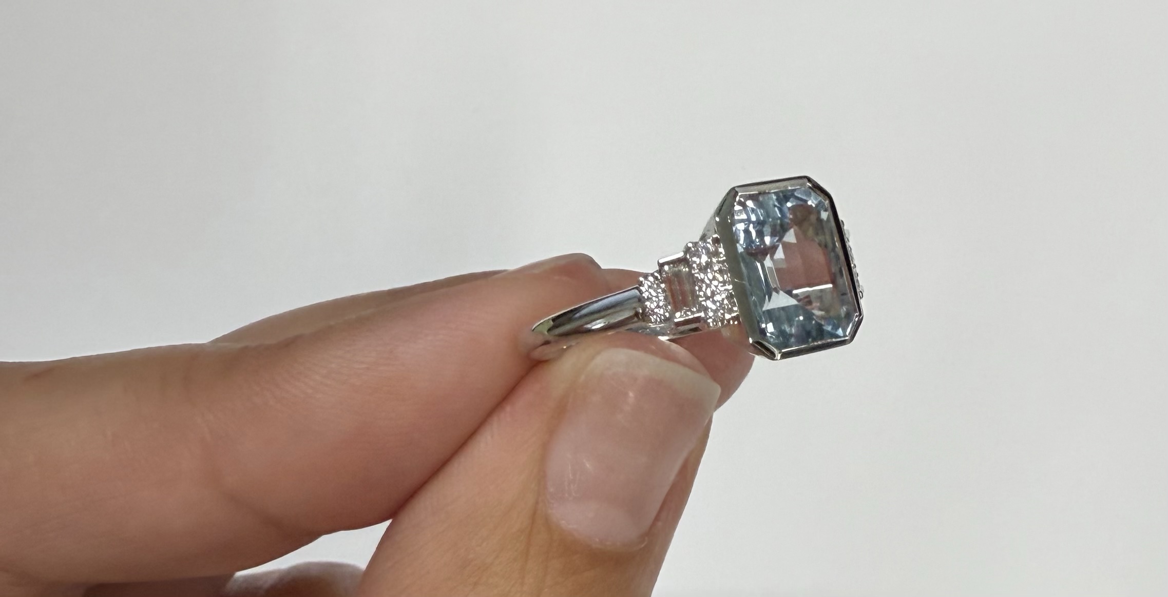 14k White Gold Genuine 1.99 Cttw Aquamarine & Diamond Bezel Ring - Image 20