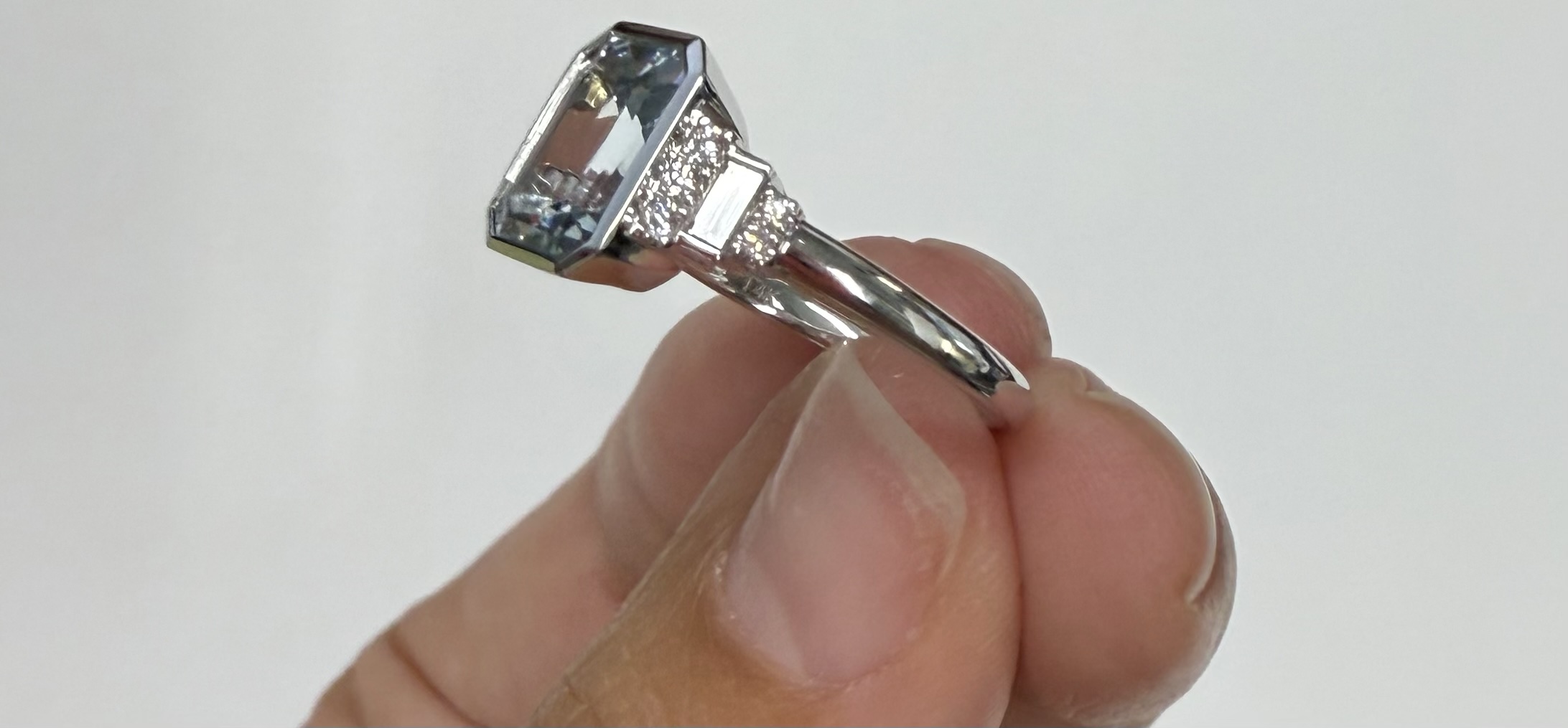 14k White Gold Genuine 1.99 Cttw Aquamarine & Diamond Bezel Ring - Image 24