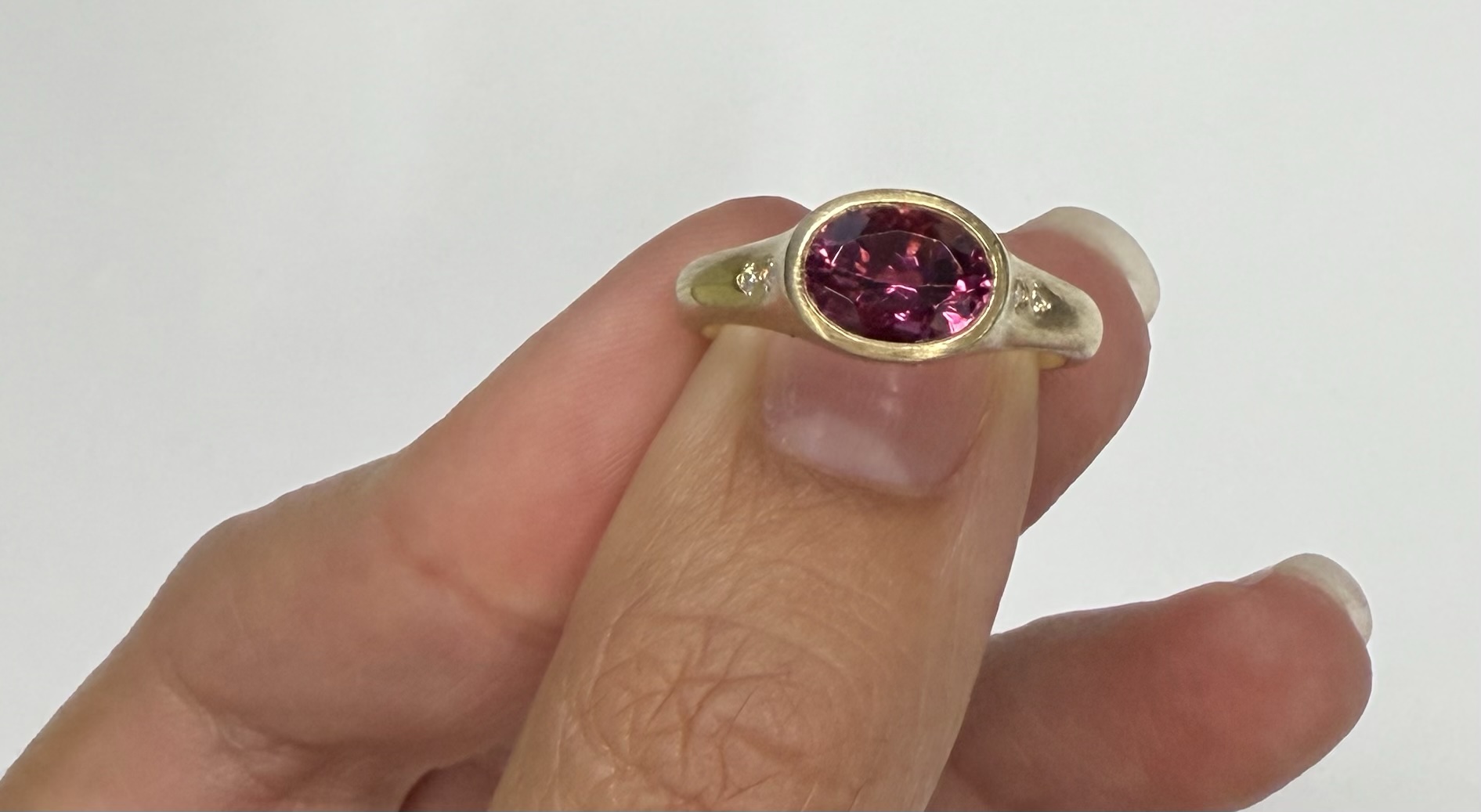 14k Yellow Gold Genuine 1.57 Cttw Pink Tourmaline & Diamond Bezel Ring - Image 13