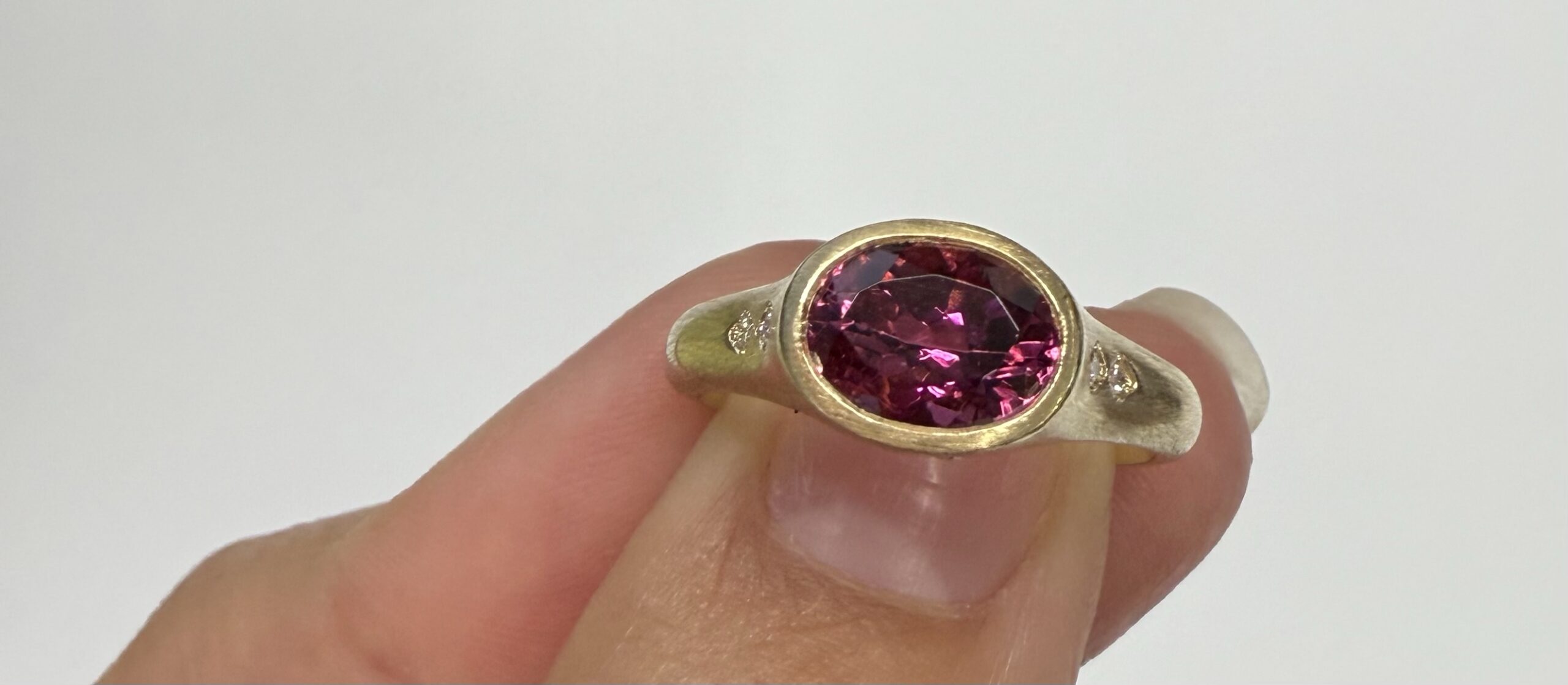 14k Yellow Gold Genuine 1.57 Cttw Pink Tourmaline & Diamond Bezel Ring - Image 17
