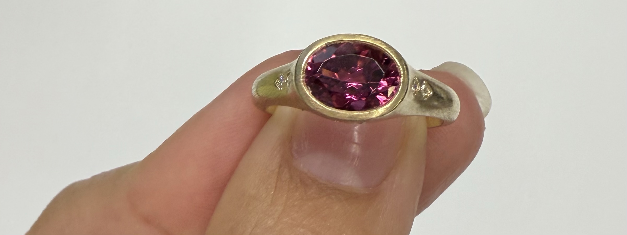 14k Yellow Gold Genuine 1.57 Cttw Pink Tourmaline & Diamond Bezel Ring - Image 18