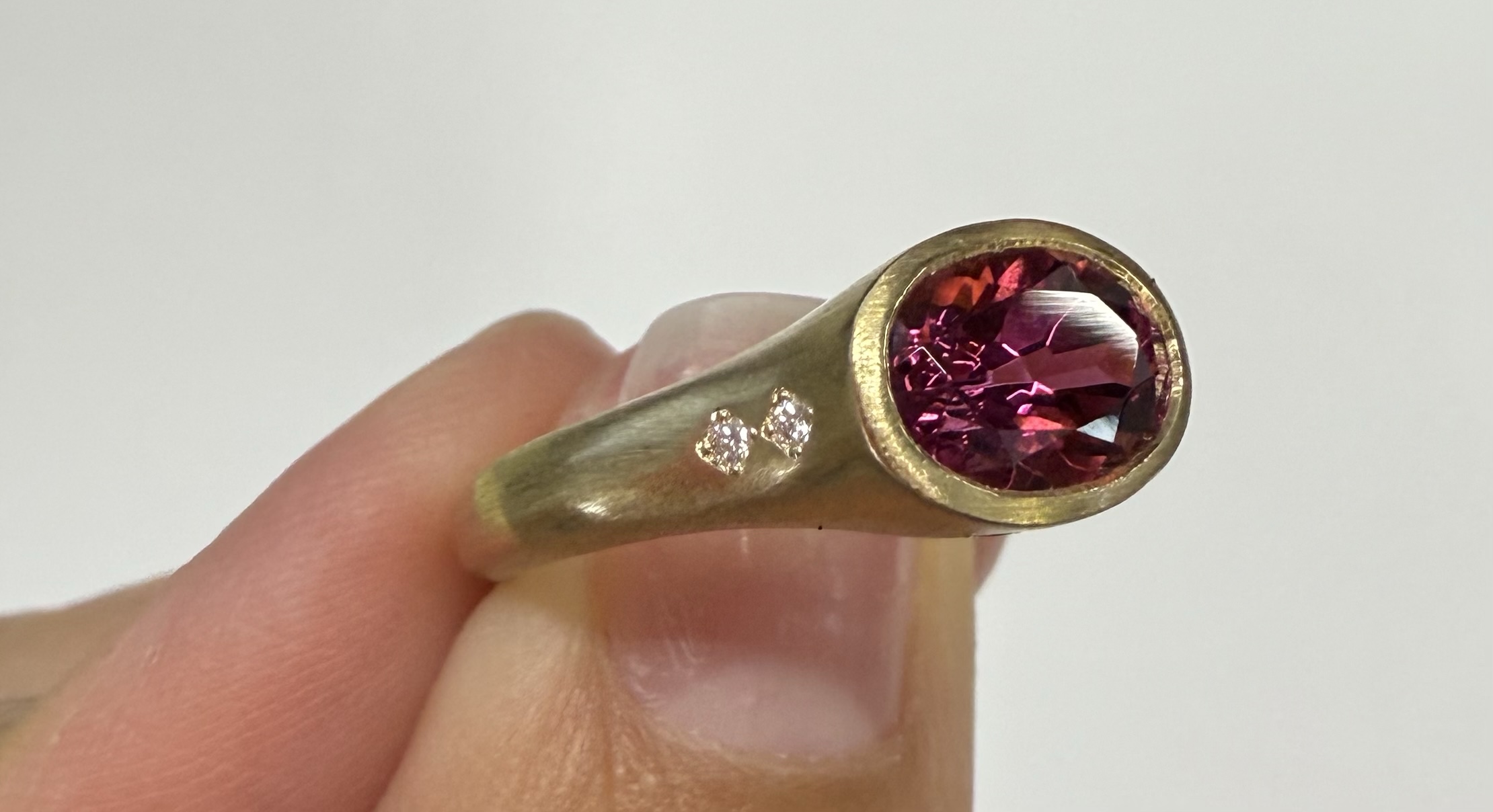14k Yellow Gold Genuine 1.57 Cttw Pink Tourmaline & Diamond Bezel Ring - Image 20