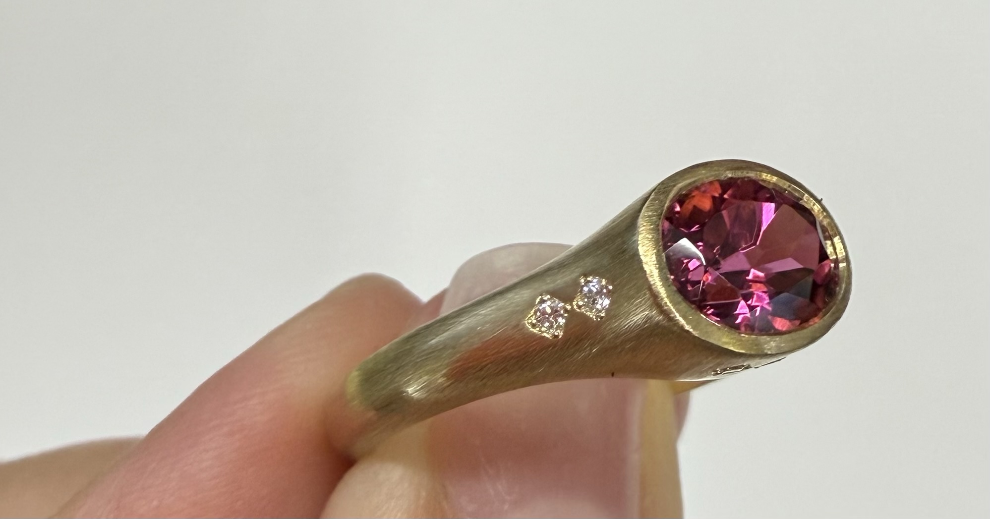 14k Yellow Gold Genuine 1.57 Cttw Pink Tourmaline & Diamond Bezel Ring - Image 21