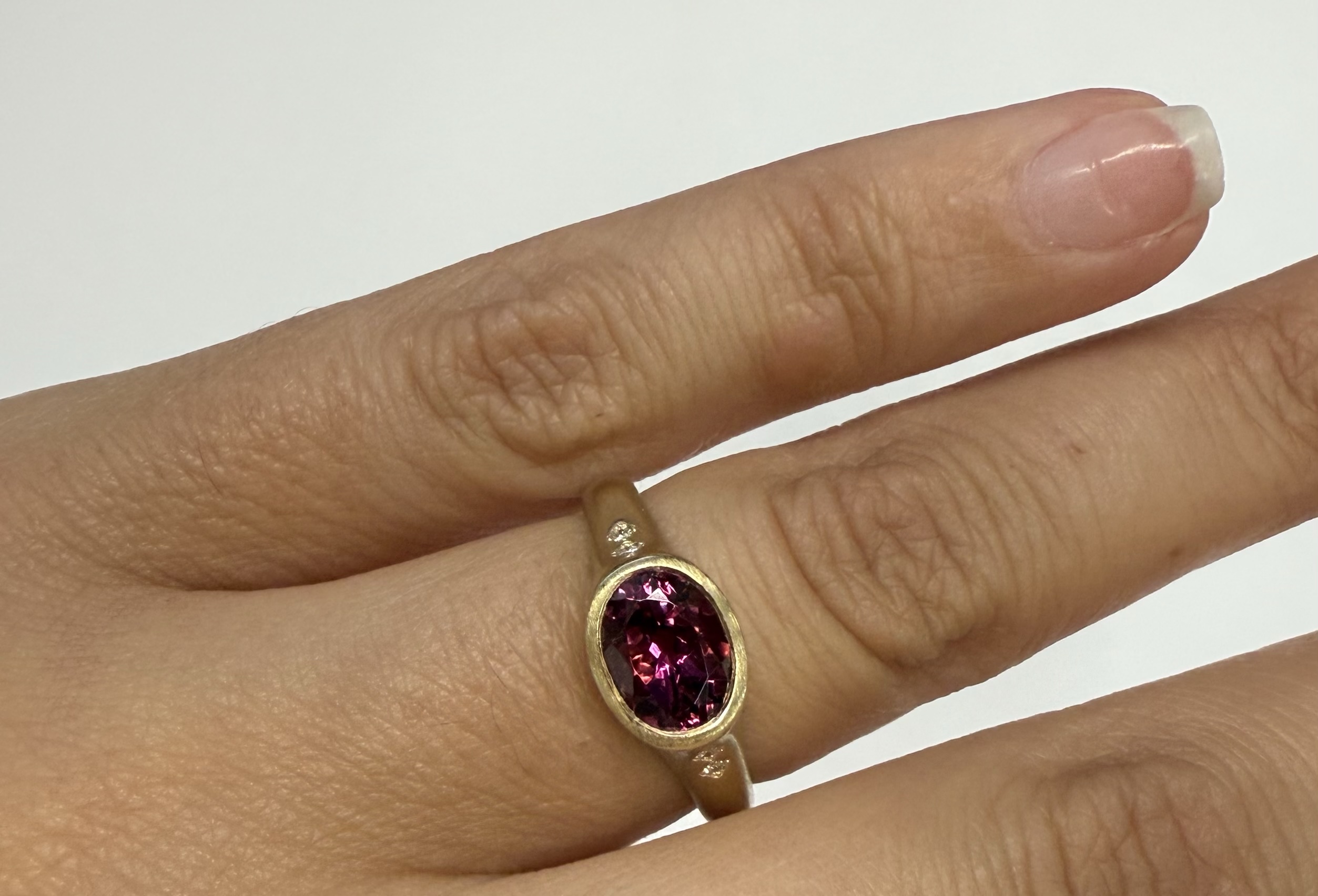 14k Yellow Gold Genuine 1.57 Cttw Pink Tourmaline & Diamond Bezel Ring - Image 23