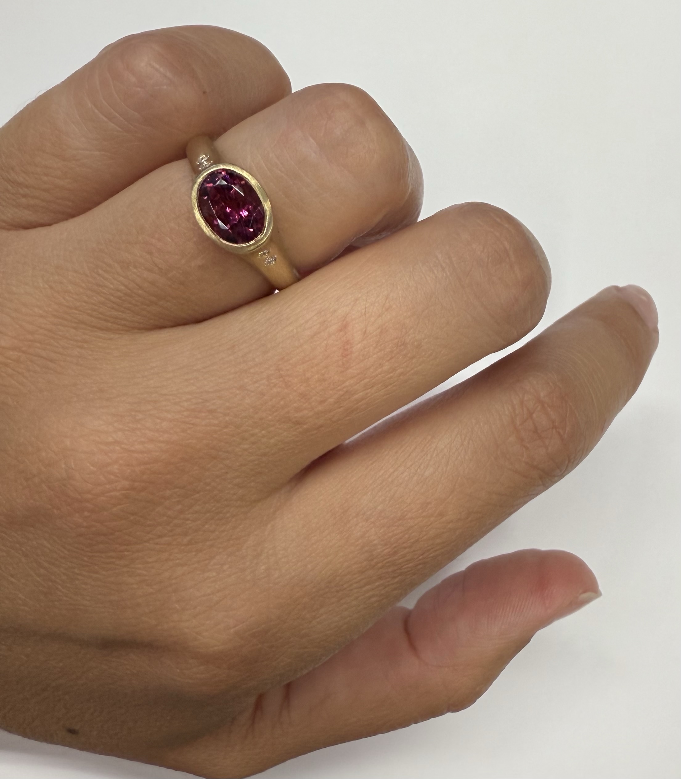 14k Yellow Gold Genuine 1.57 Cttw Pink Tourmaline & Diamond Bezel Ring - Image 26