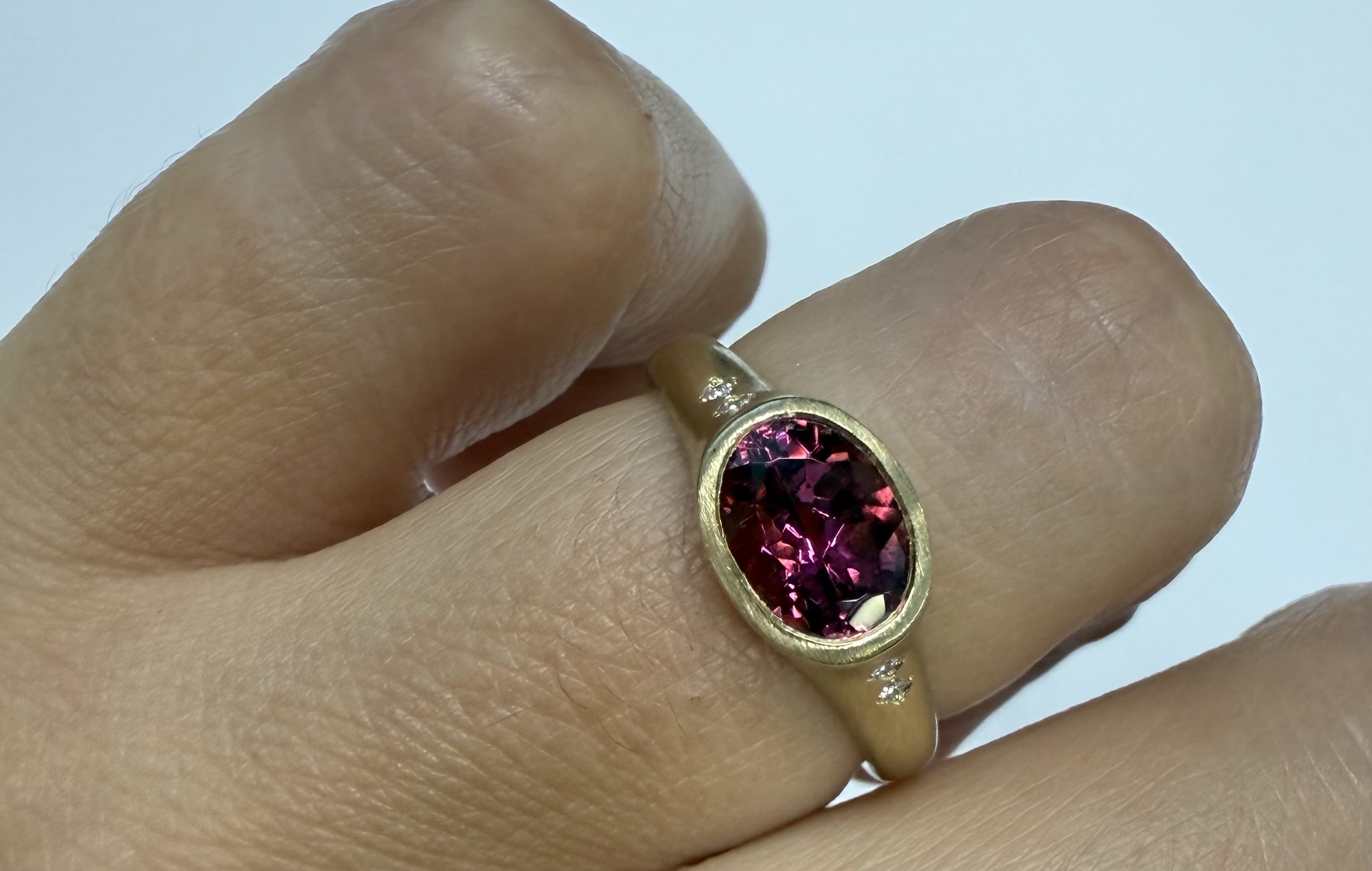 14k Yellow Gold Genuine 1.57 Cttw Pink Tourmaline & Diamond Bezel Ring - Image 28