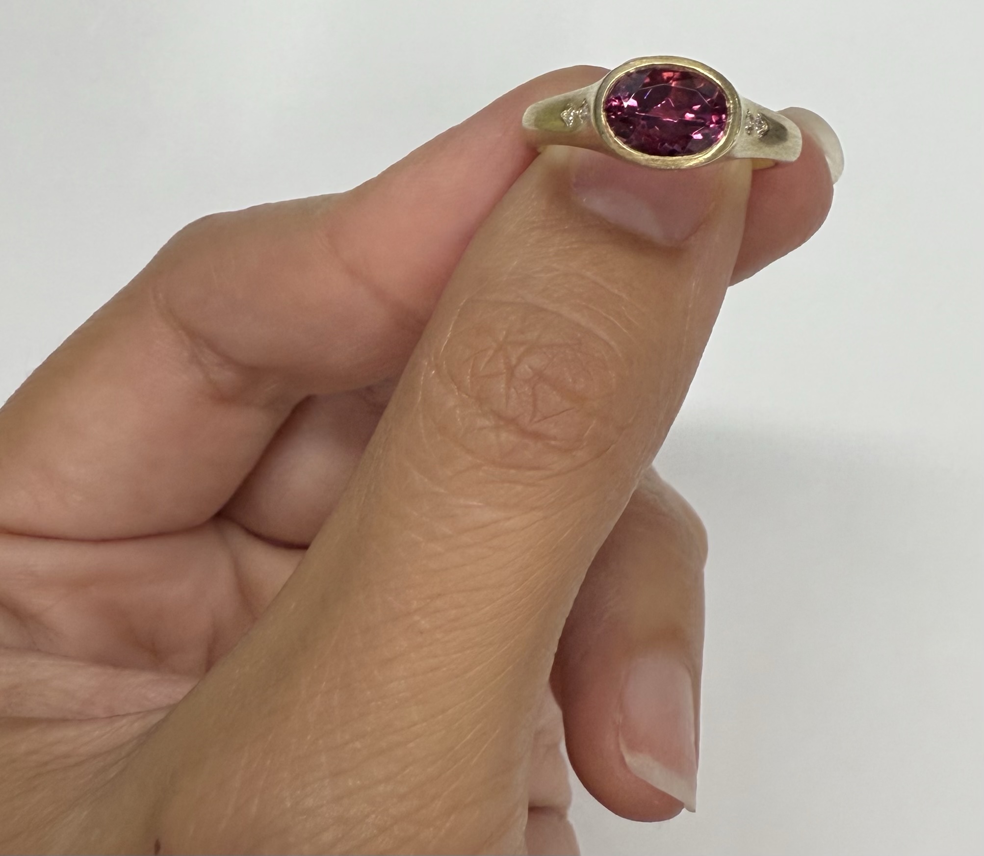 14k Yellow Gold Genuine 1.57 Cttw Pink Tourmaline & Diamond Bezel Ring - Image 36