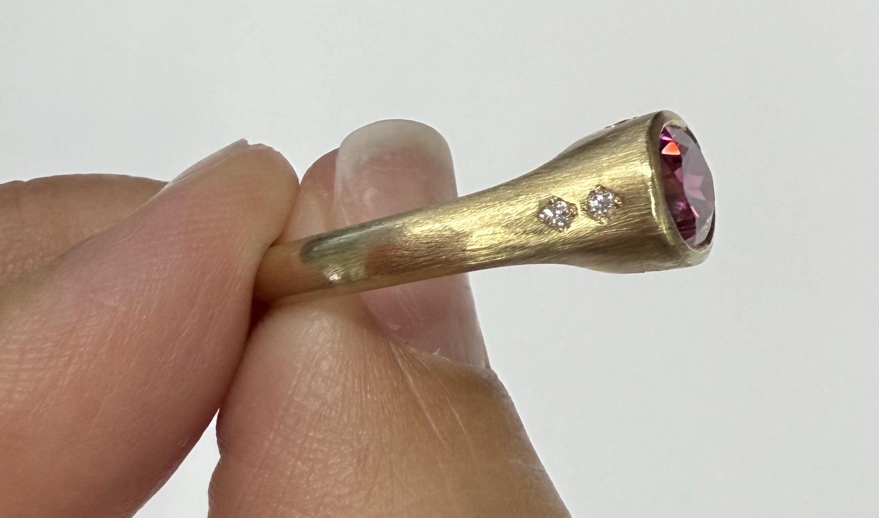 14k Yellow Gold Genuine 1.57 Cttw Pink Tourmaline & Diamond Bezel Ring - Image 40