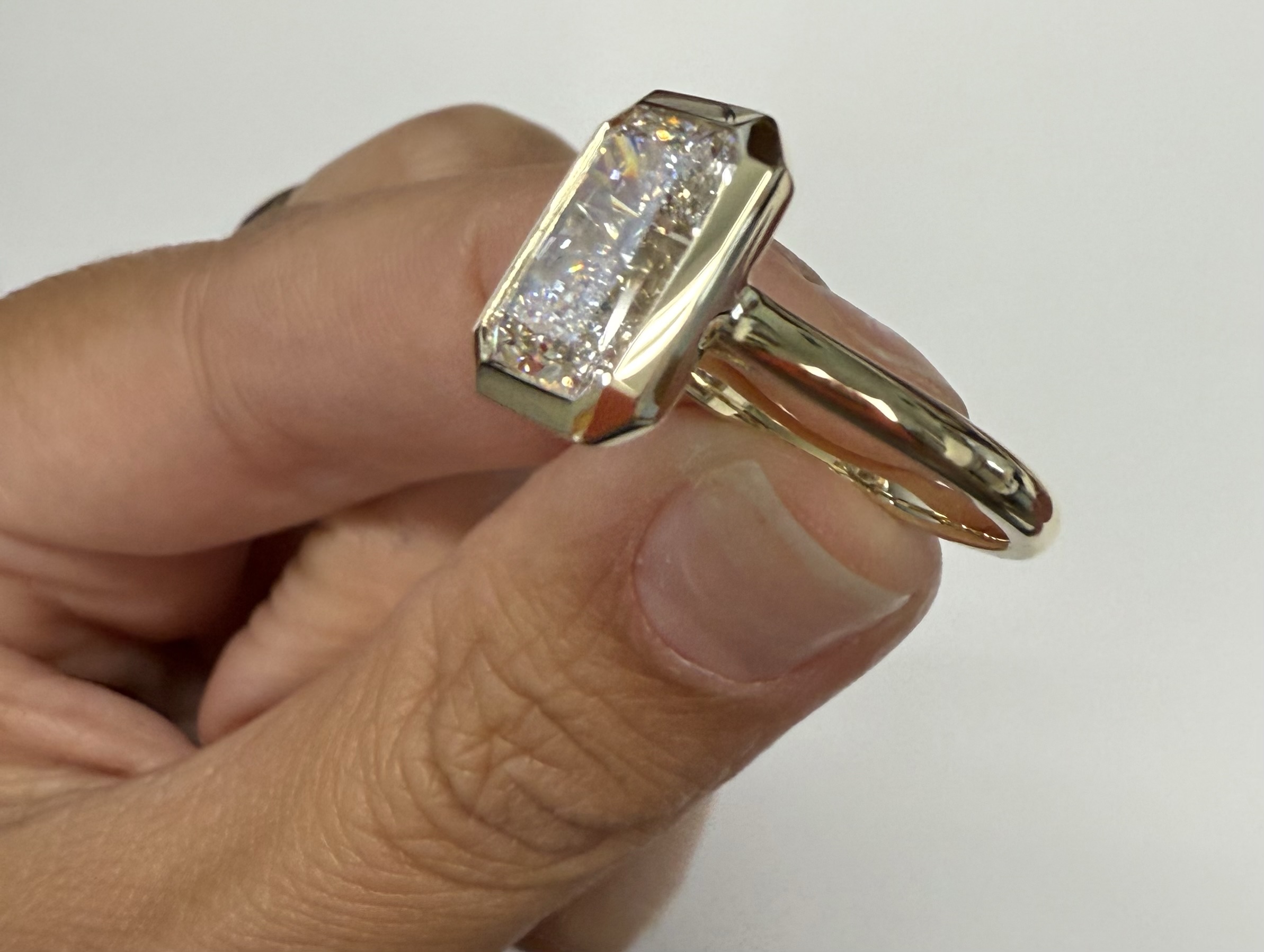 14k Yellow Gold Genuine Laboratory Grown 3.10 Carat Radiant Cut Diamond Bezel Ring - Image 13