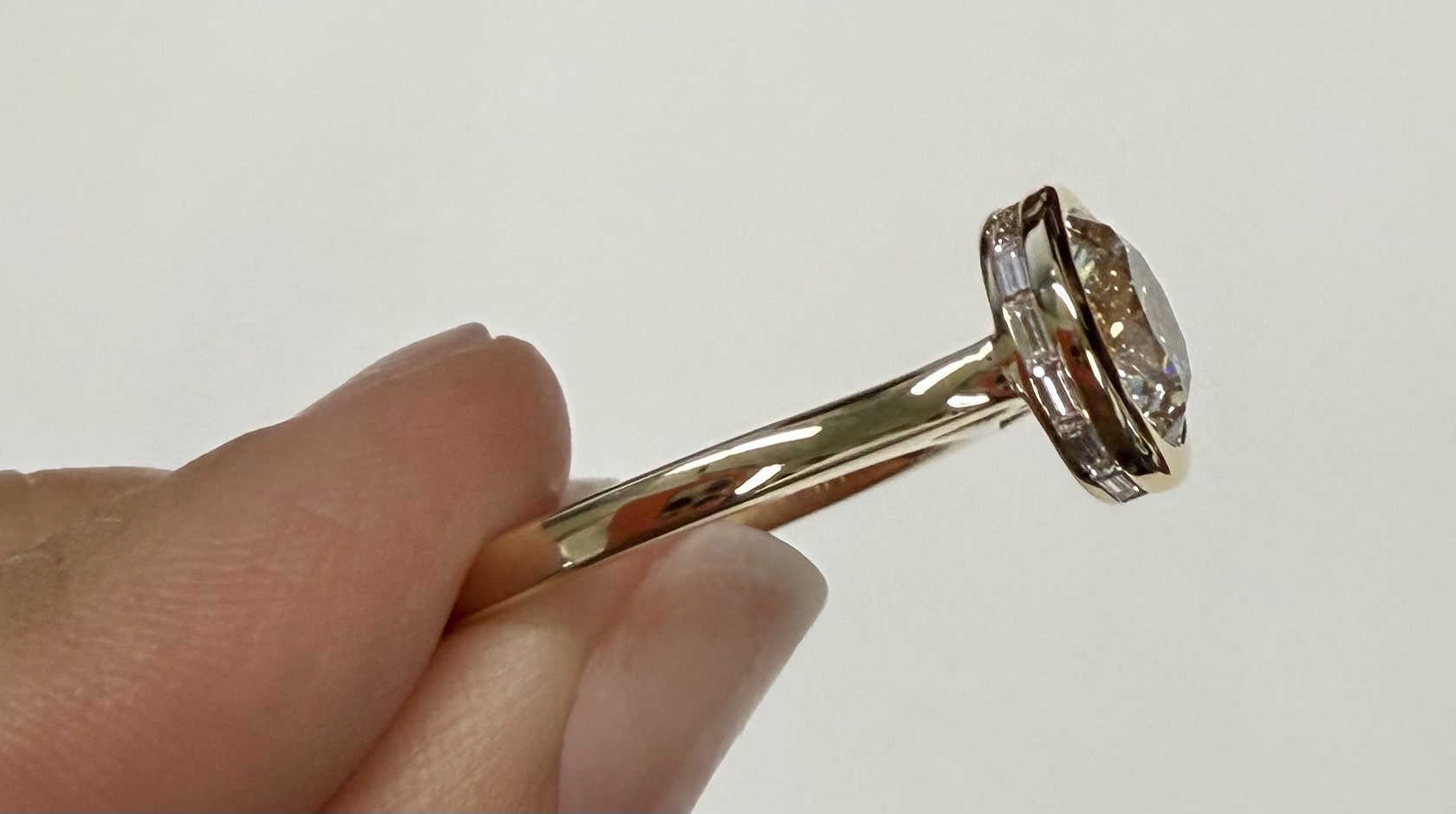 14k Yellow Gold Genuine IGI Certified 2.01 Carat Lab Grown Round Brilliant Cut Diamond Bezel Ring - Image 3