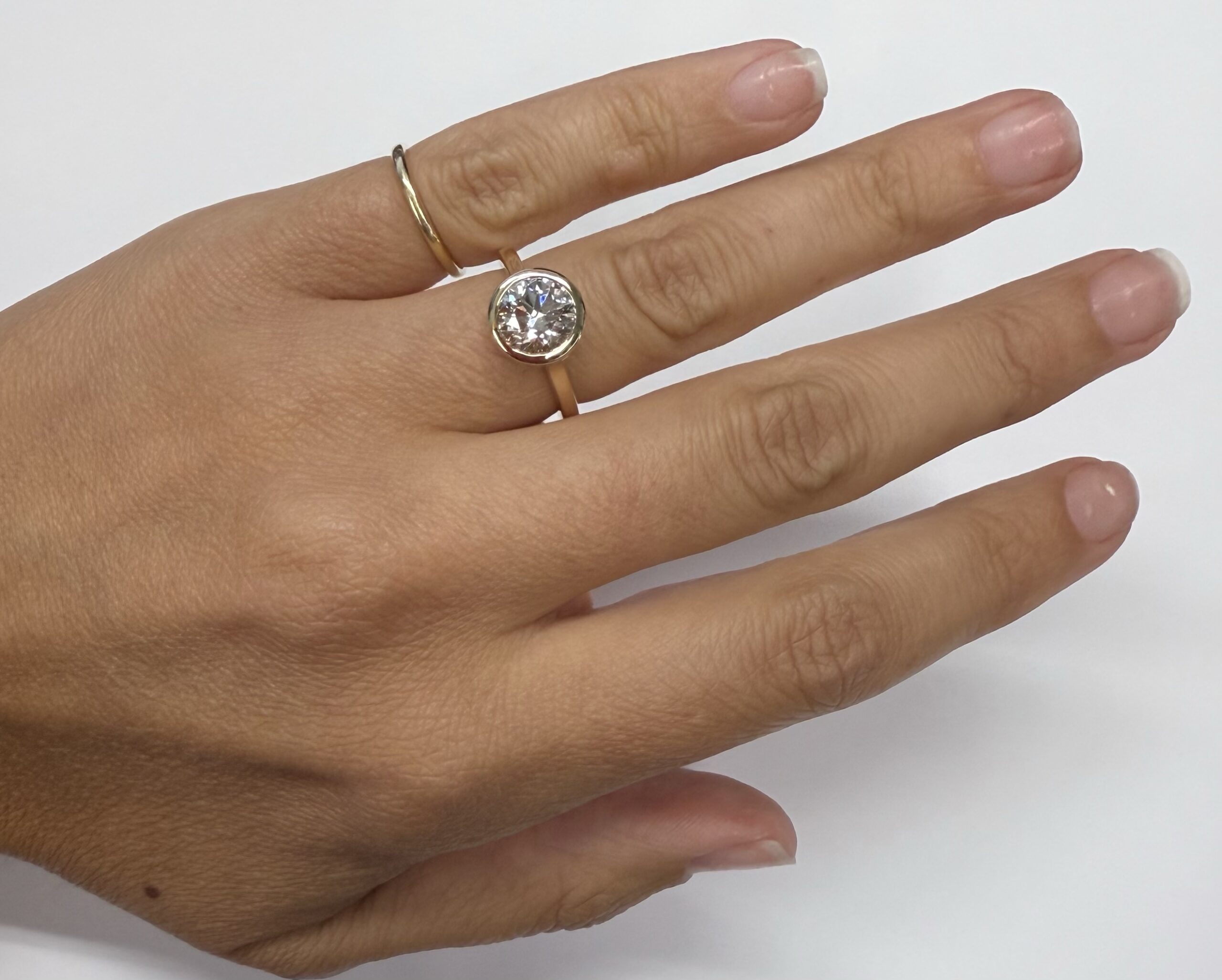 14k Yellow Gold Genuine IGI Certified 2.01 Carat Lab Grown Round Brilliant Cut Diamond Bezel Ring - Image 12